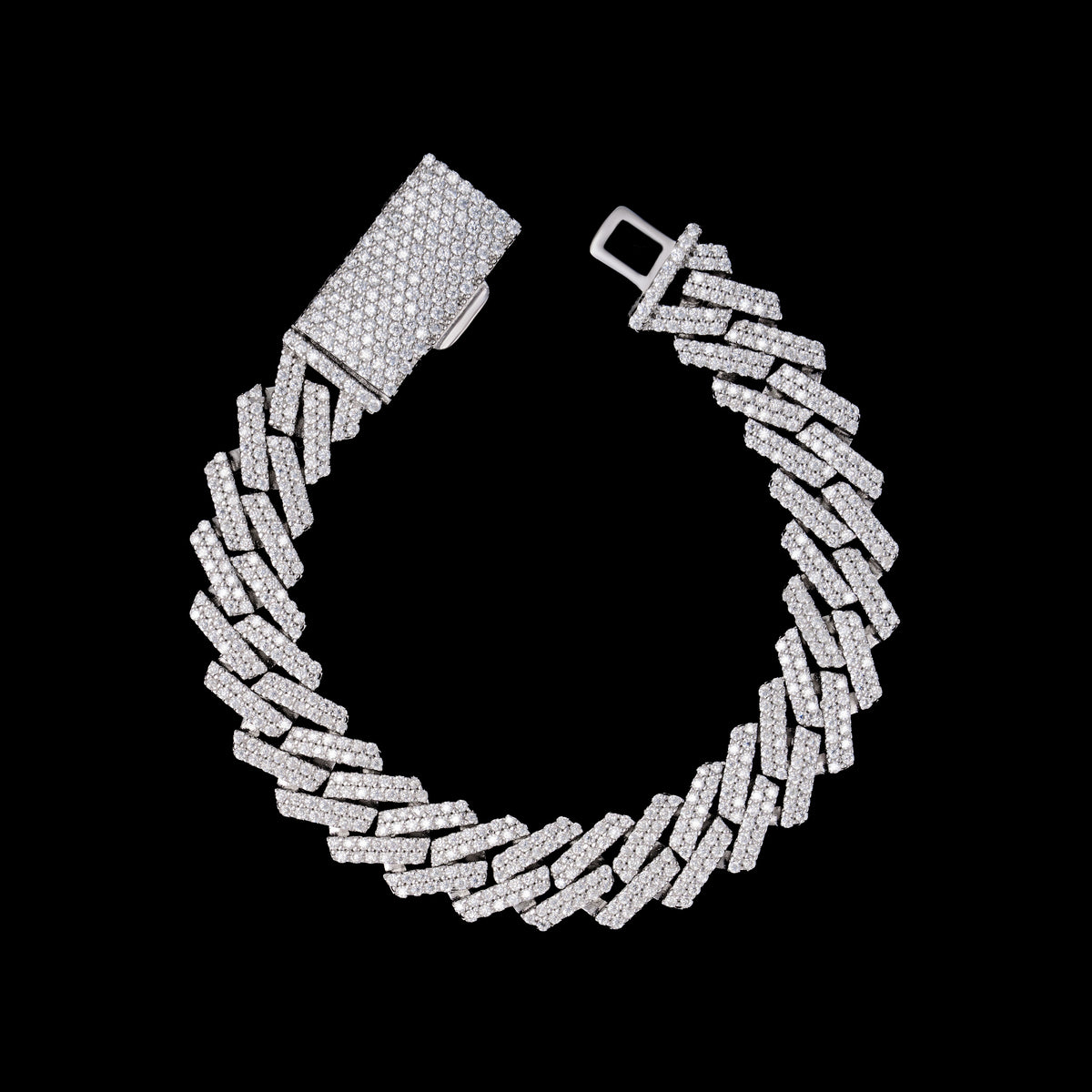 12MM 2 Row Stone Cuban Chain Moissanite Necklace – product view
