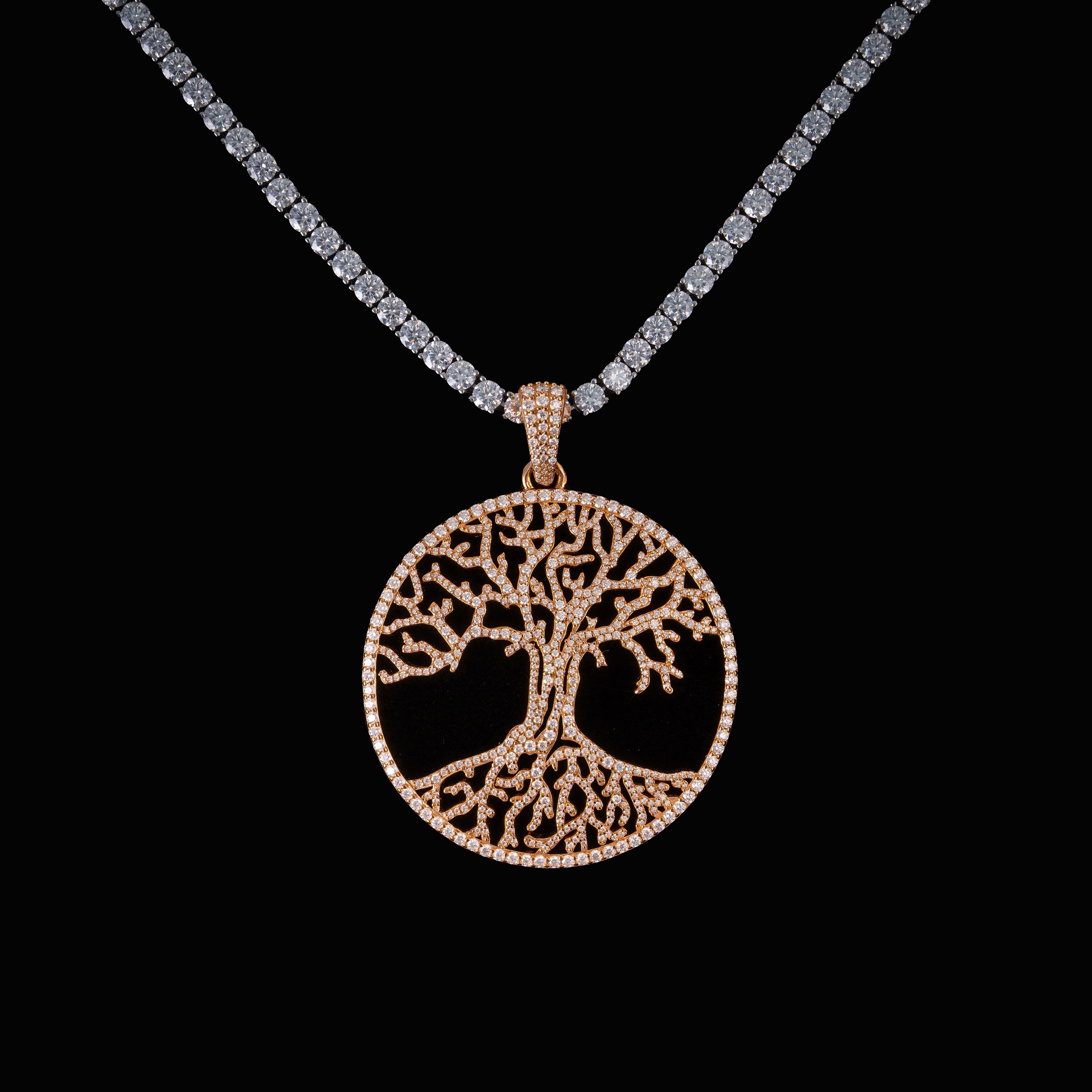 Iced Out Tree of Life Pendant – Moissanite Circle Charm – alternate product view 2