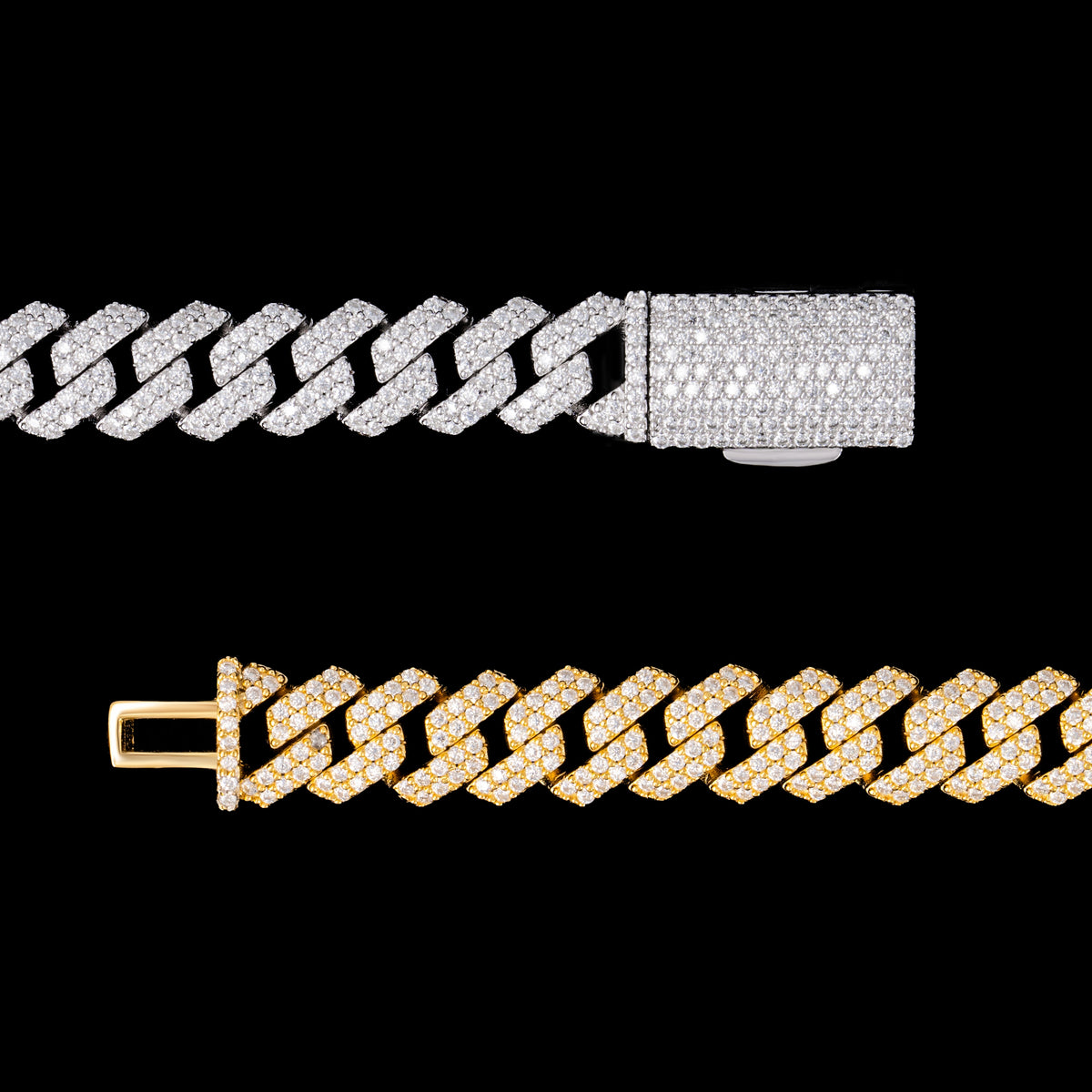 10MM 2 Row Iced Out Moissanite Cuban Chain Necklace & Bracelet – product view