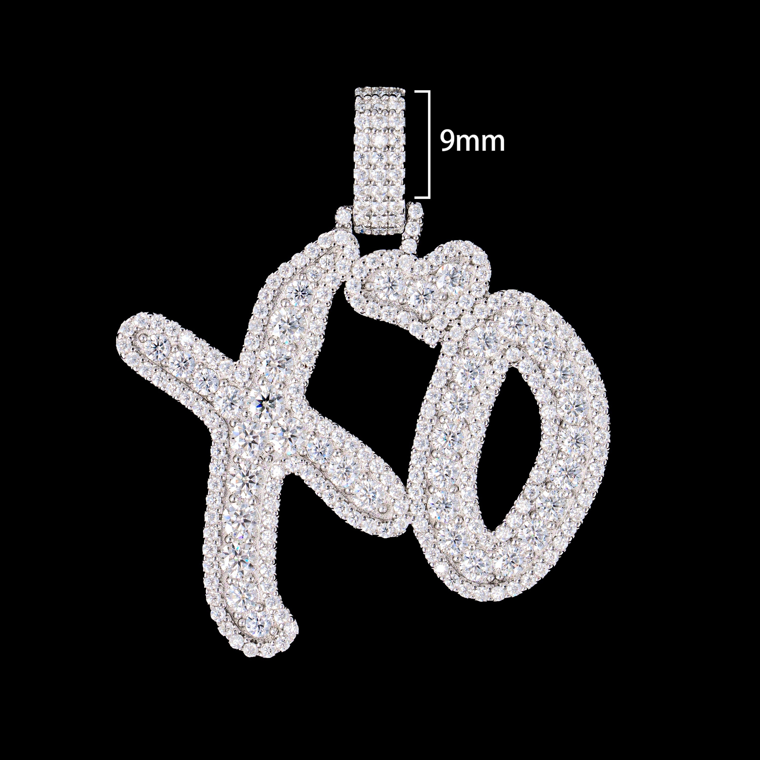 Moissanite XO Heart Shape Letter Pendant – alternate product view 3