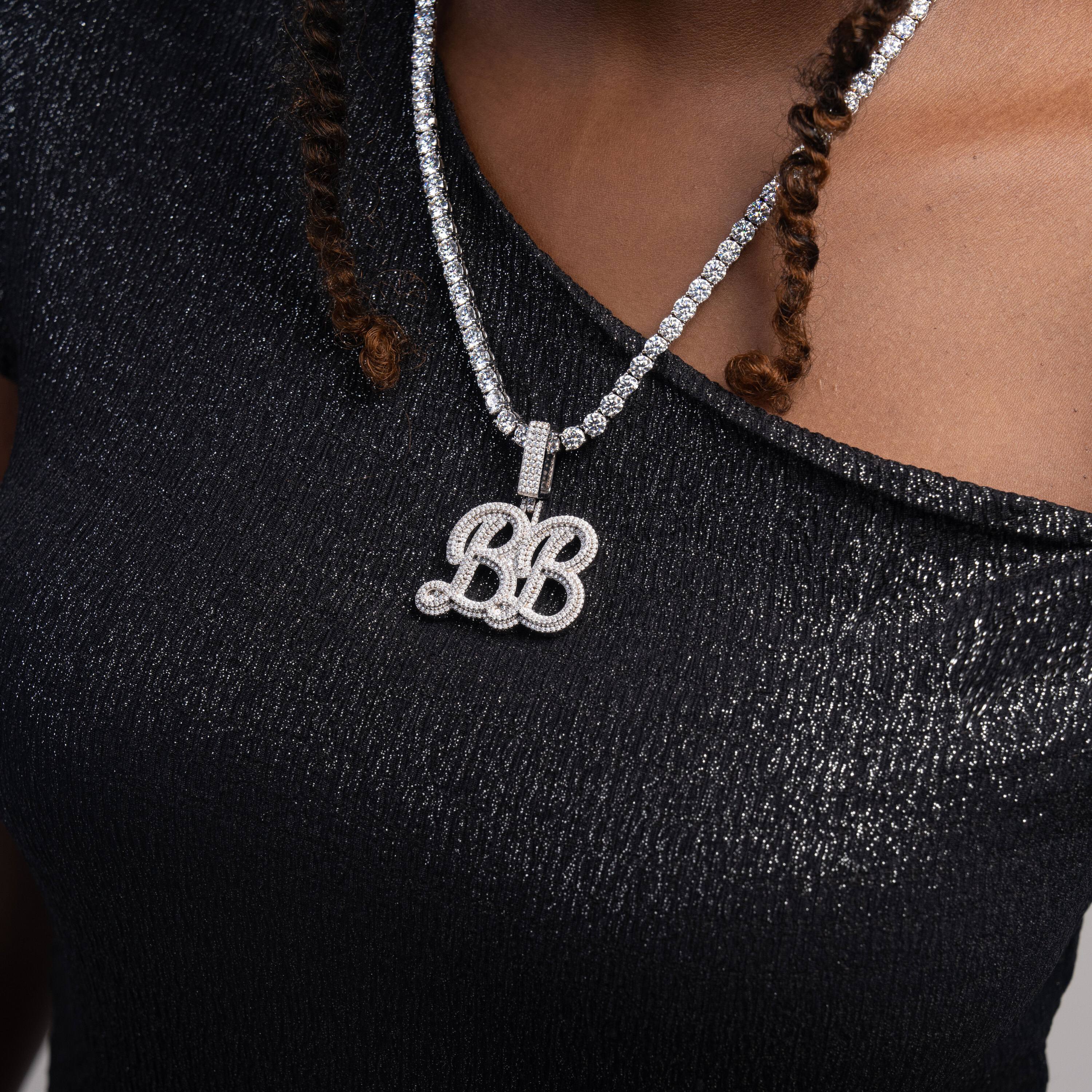 Custom Hip Hop Moissanite “BB” Pendant – alternate product view 3
