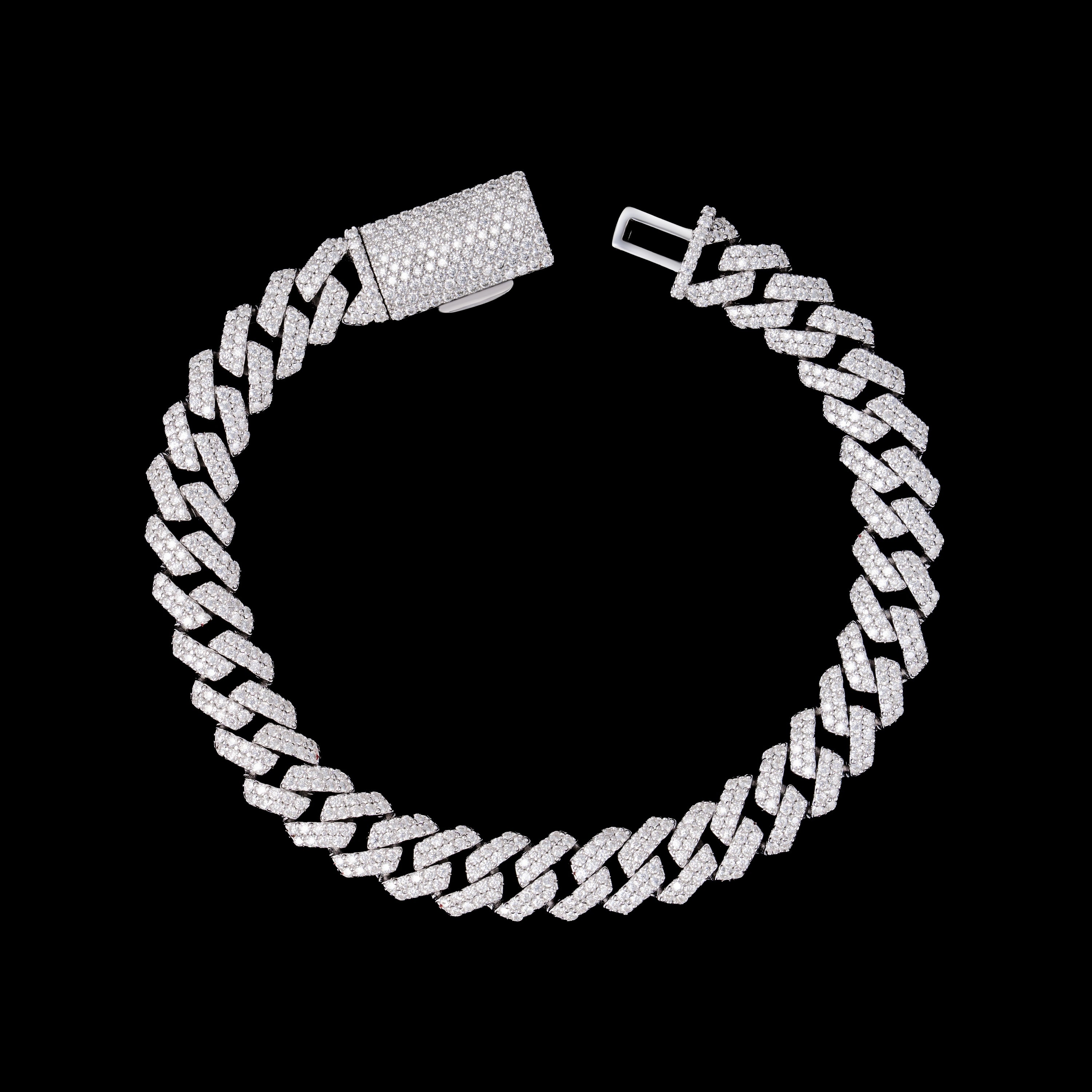 10MM 2 Row Iced Out Moissanite Cuban Chain Necklace & Bracelet – product view