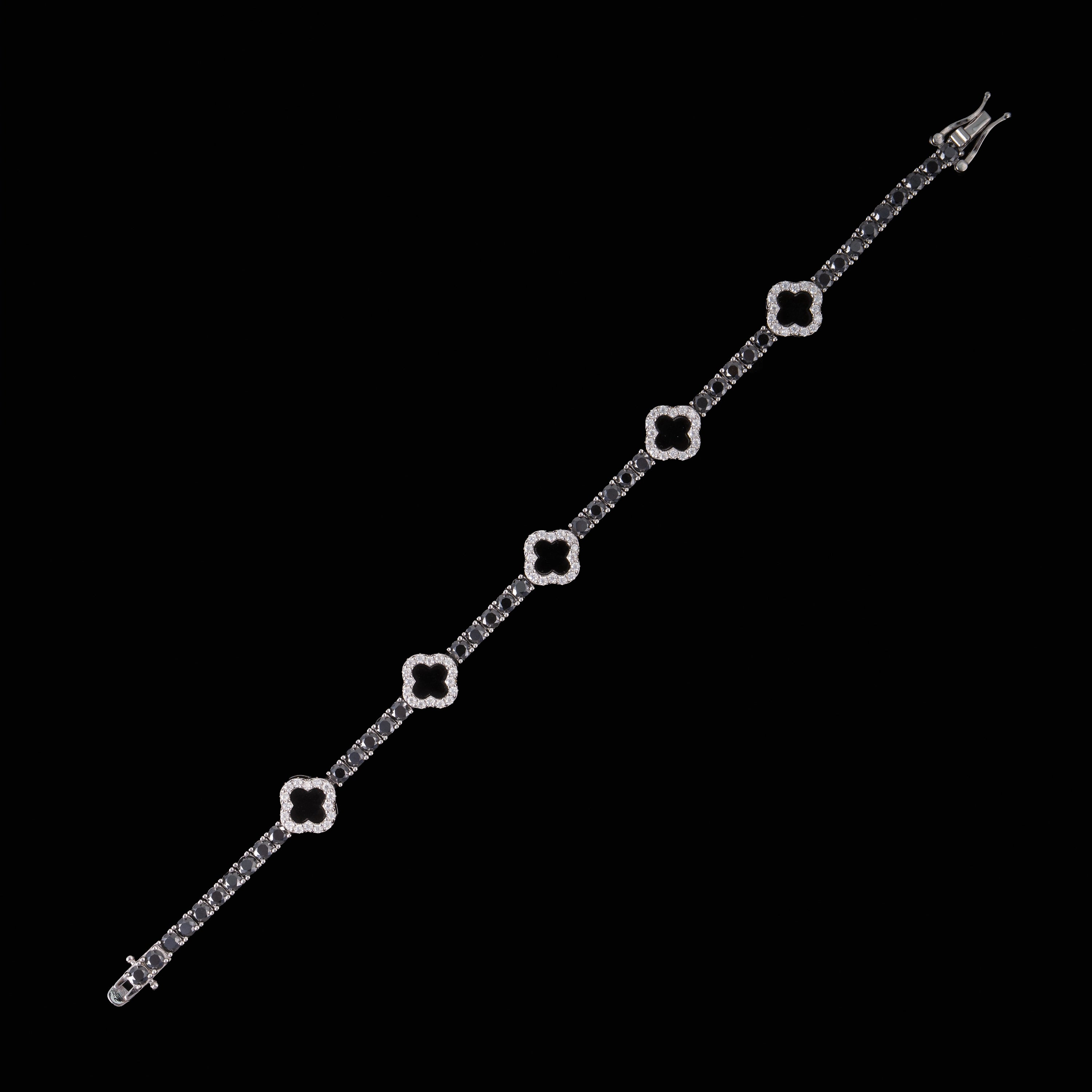 3MM Black Onyx Tennis Bracelet – Black & White Moissanite Iced Out Bracelet – alternate product view 3