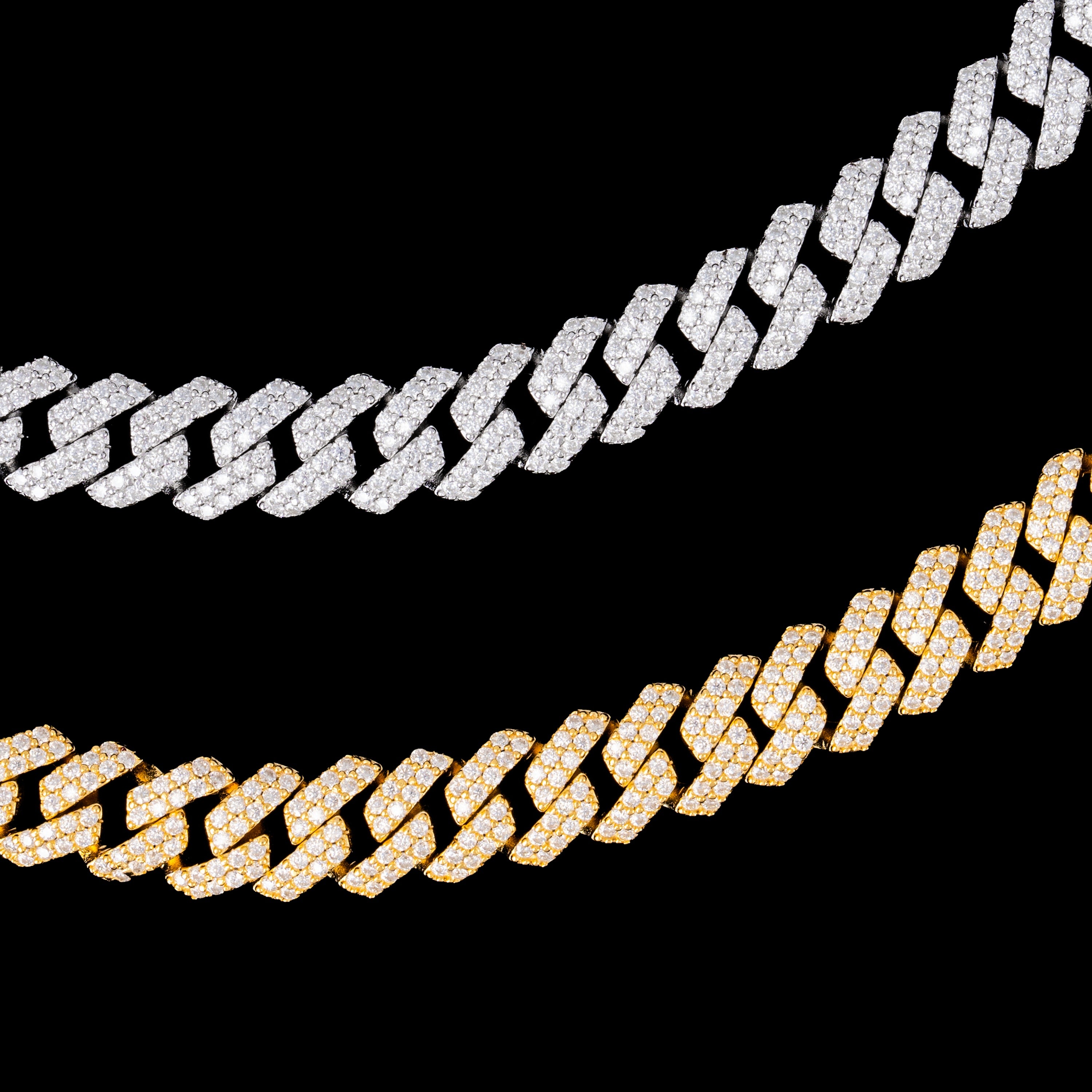 10MM 2 Row Iced Out Moissanite Cuban Chain Necklace & Bracelet – product view