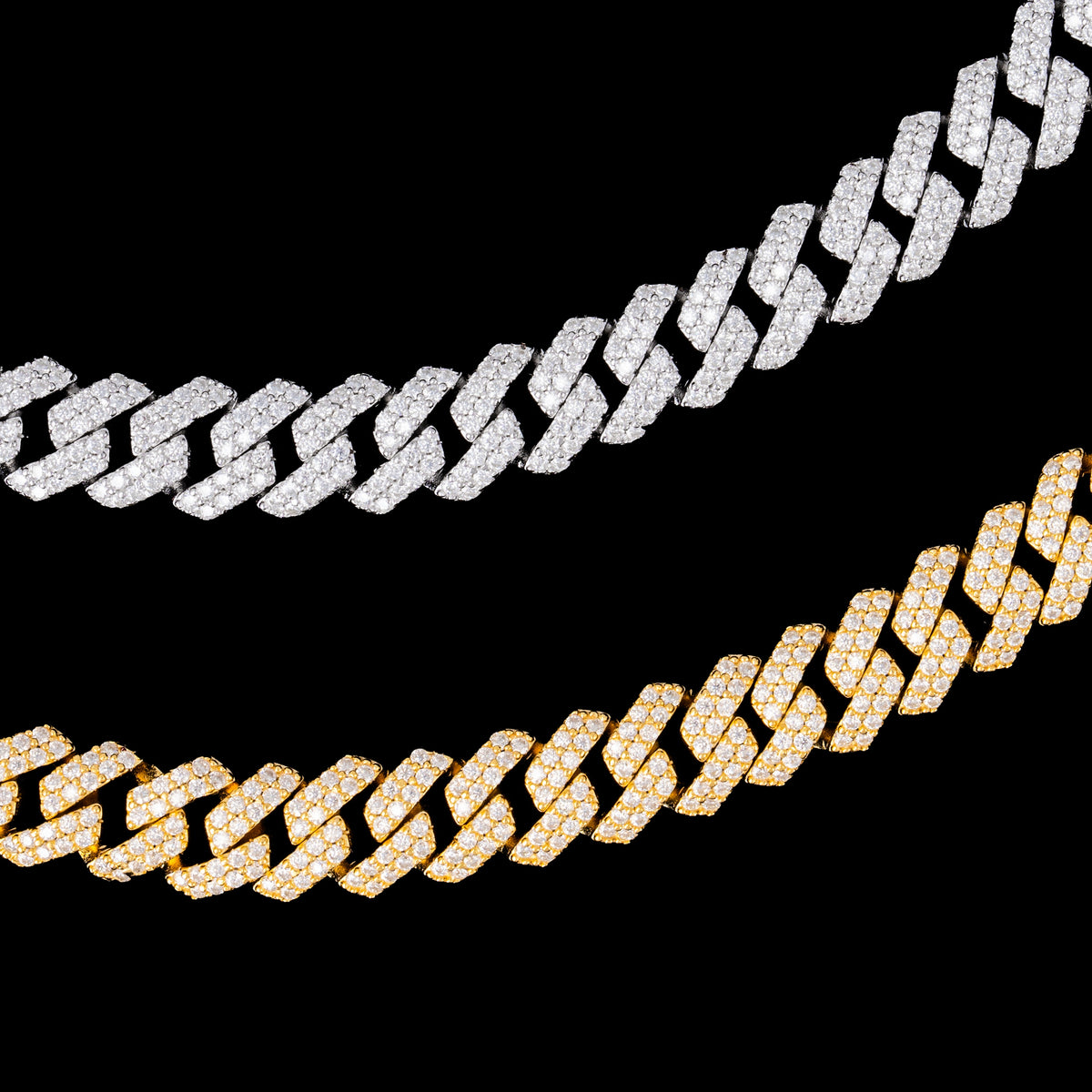 10MM 2 Row Iced Out Moissanite Cuban Chain Necklace & Bracelet – product view