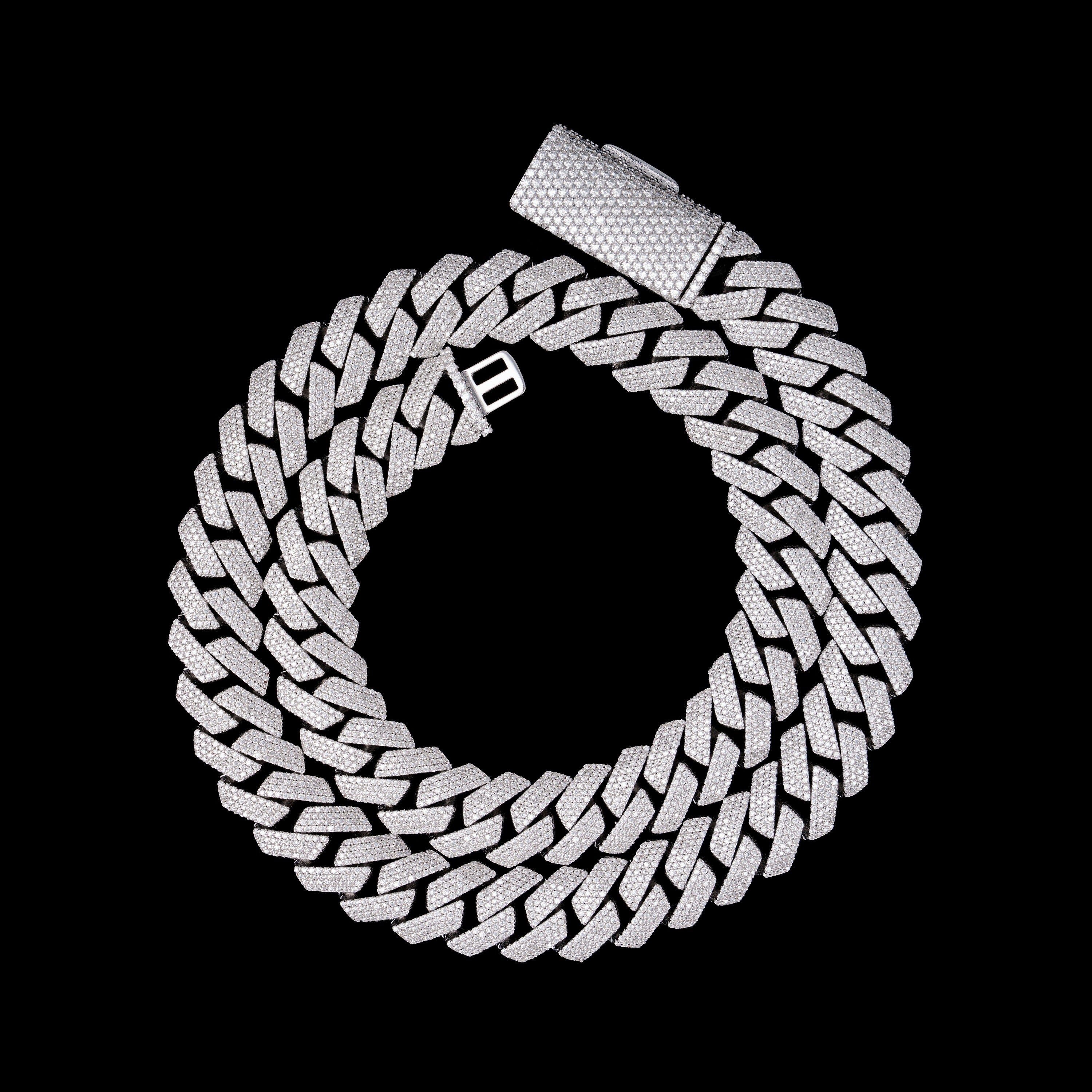 15MM 4 Row Moissanite Stone Cuban Chain Bracelet – product view