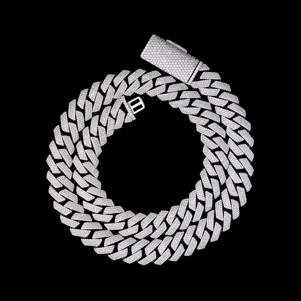 15MM 4 Row Moissanite Stone Cuban Chain Bracelet – product view