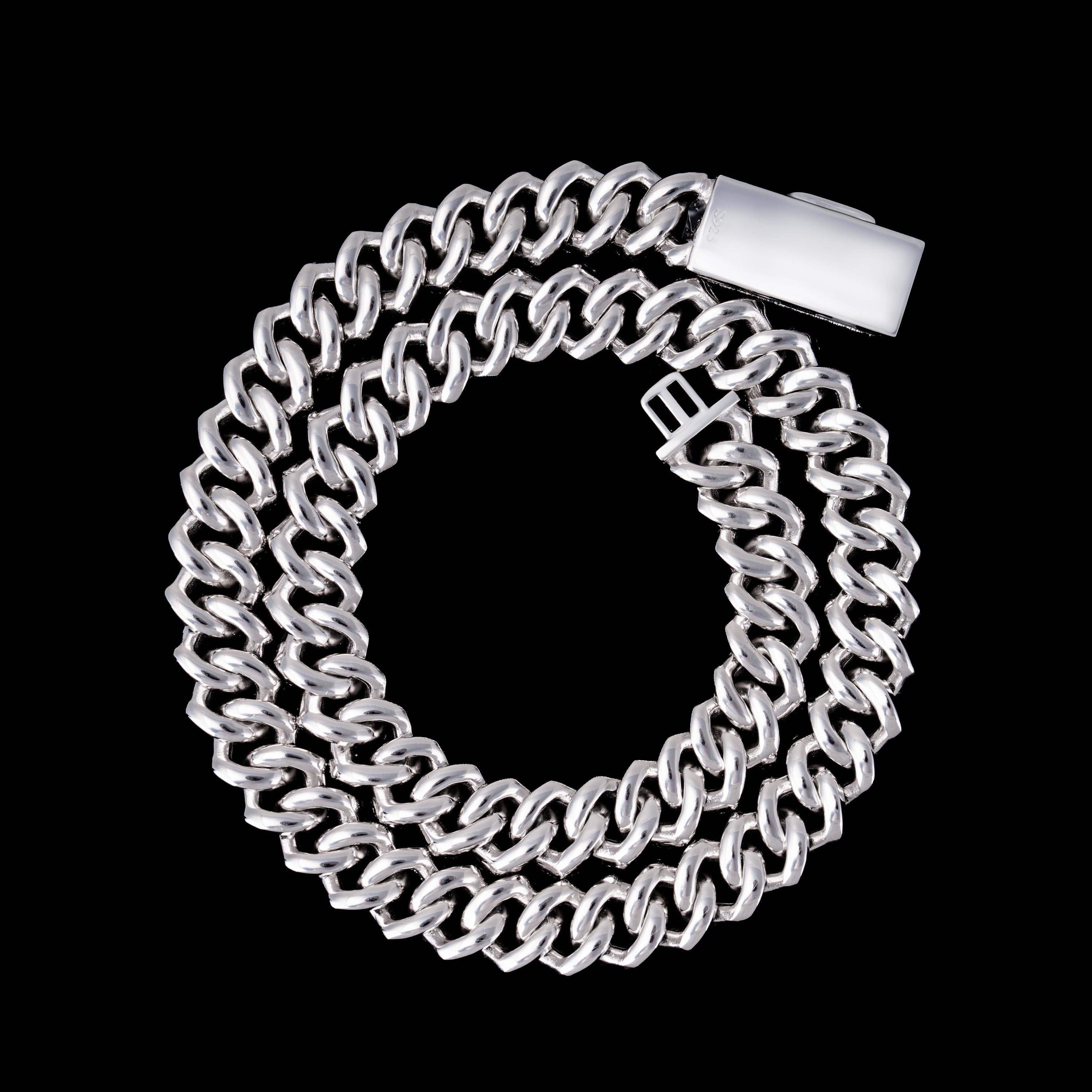 15MM 4 Row Moissanite Stone Cuban Chain Bracelet – product view