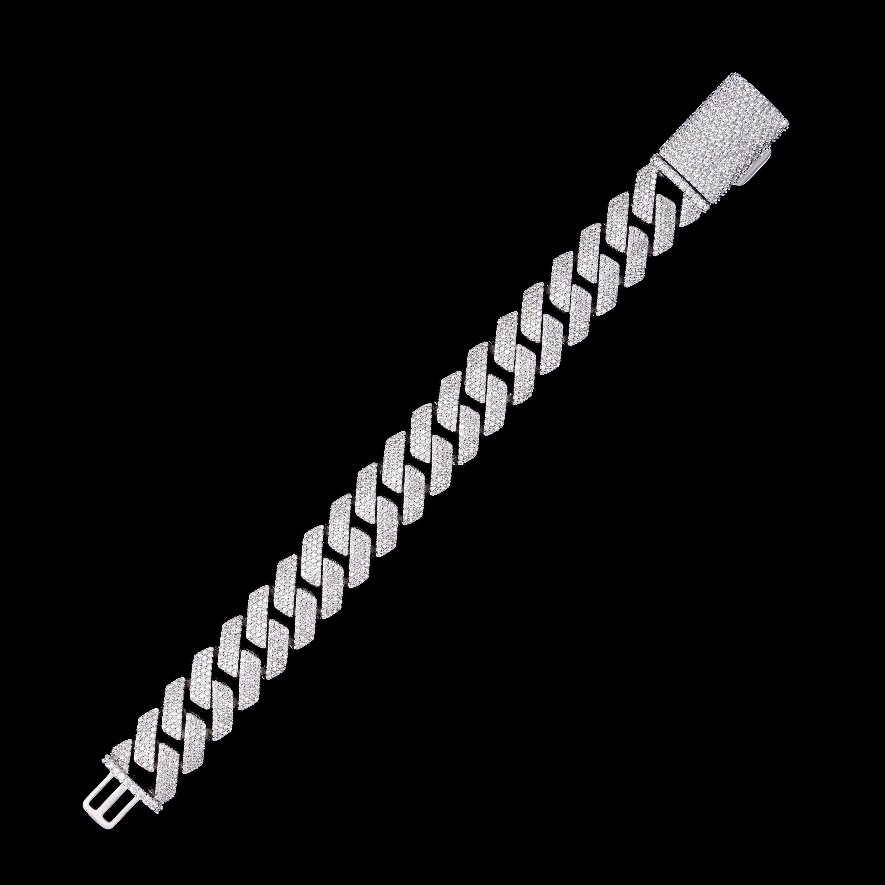 15MM 4 Row Moissanite Stone Cuban Chain Bracelet – product view