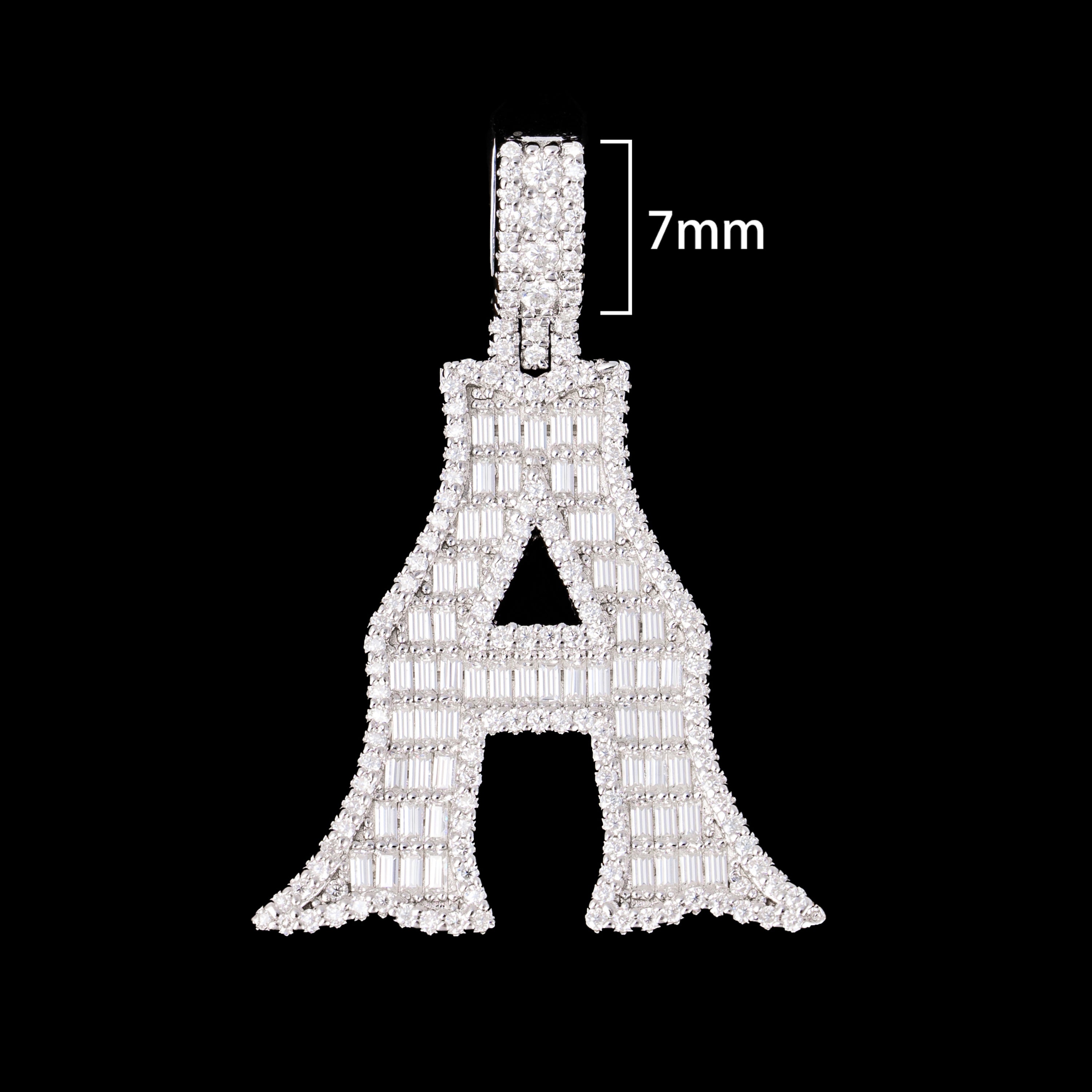 Baguette Letter Pendant – Iced Out VVS Moissanite Initial Pendant – alternate product view 8