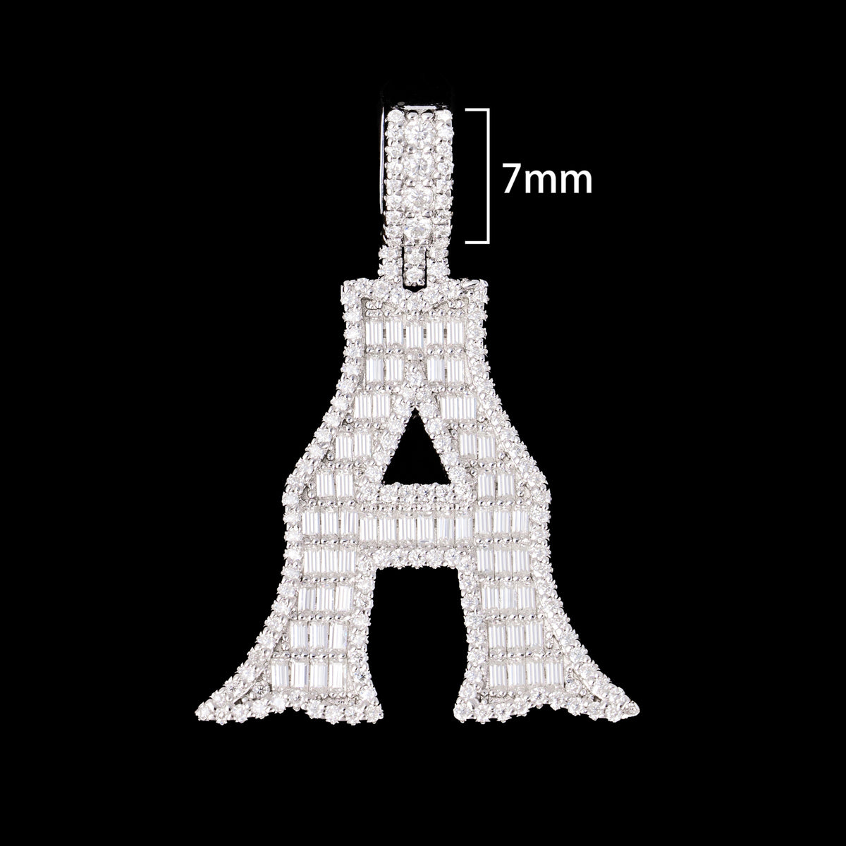 Baguette Letter Pendant – Iced Out VVS Moissanite Initial Pendant – alternate product view 8
