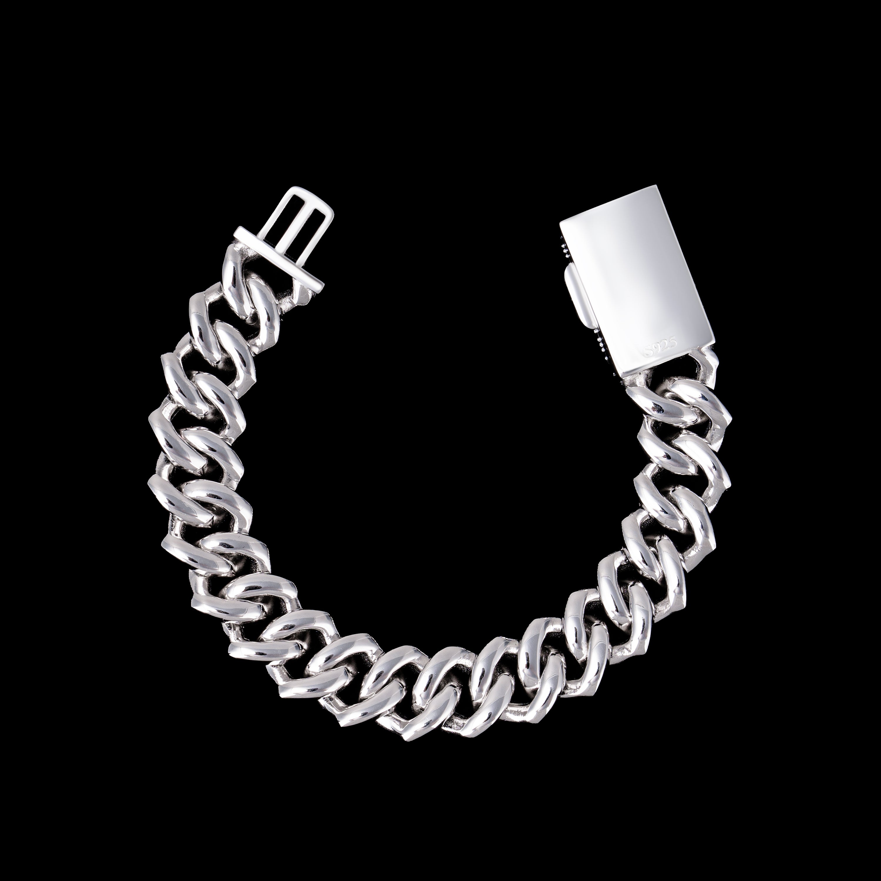 15MM 4 Row Moissanite Stone Cuban Chain Bracelet – product view