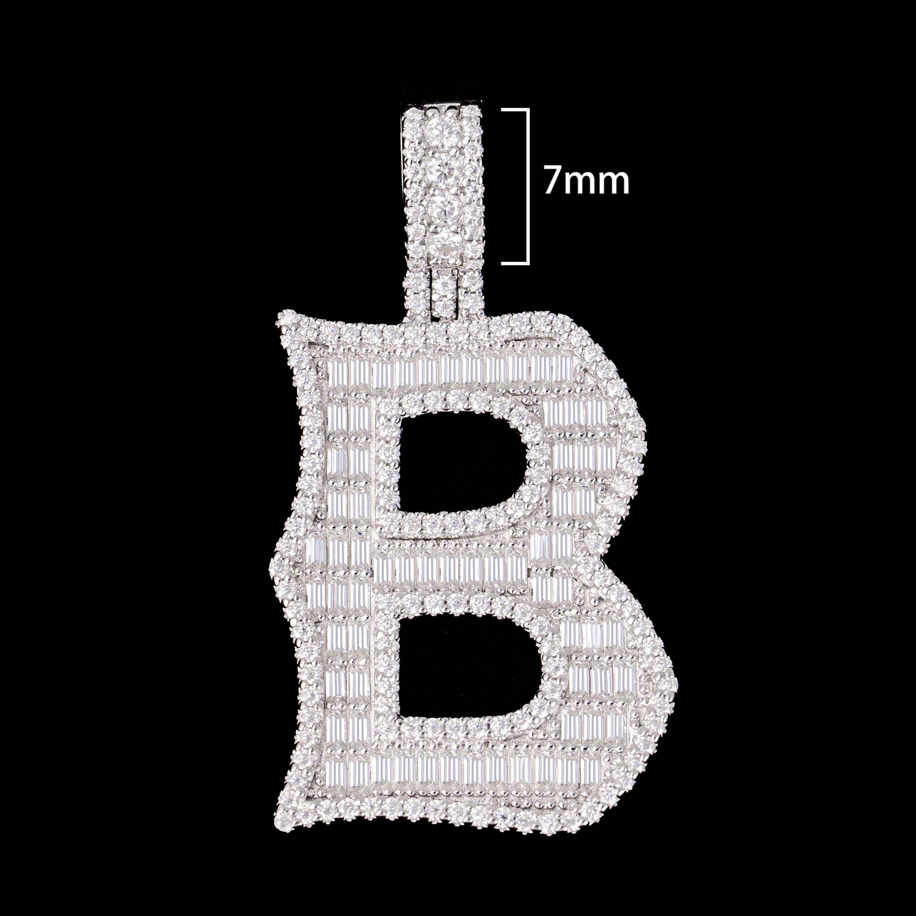 Baguette Letter Pendant – Iced Out VVS Moissanite Initial Pendant – alternate product view 10