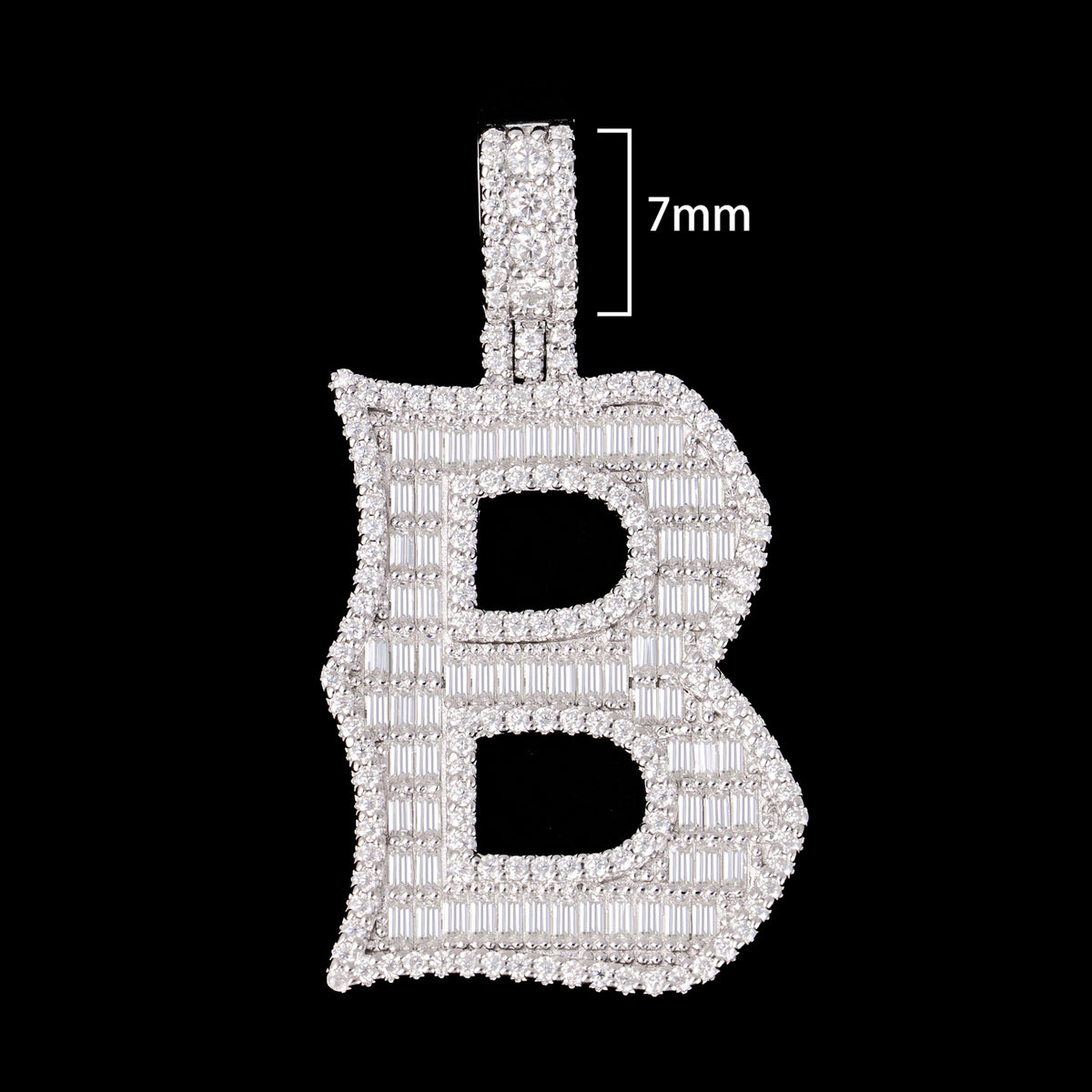 Baguette Letter Pendant – Iced Out VVS Moissanite Initial Pendant – alternate product view 10