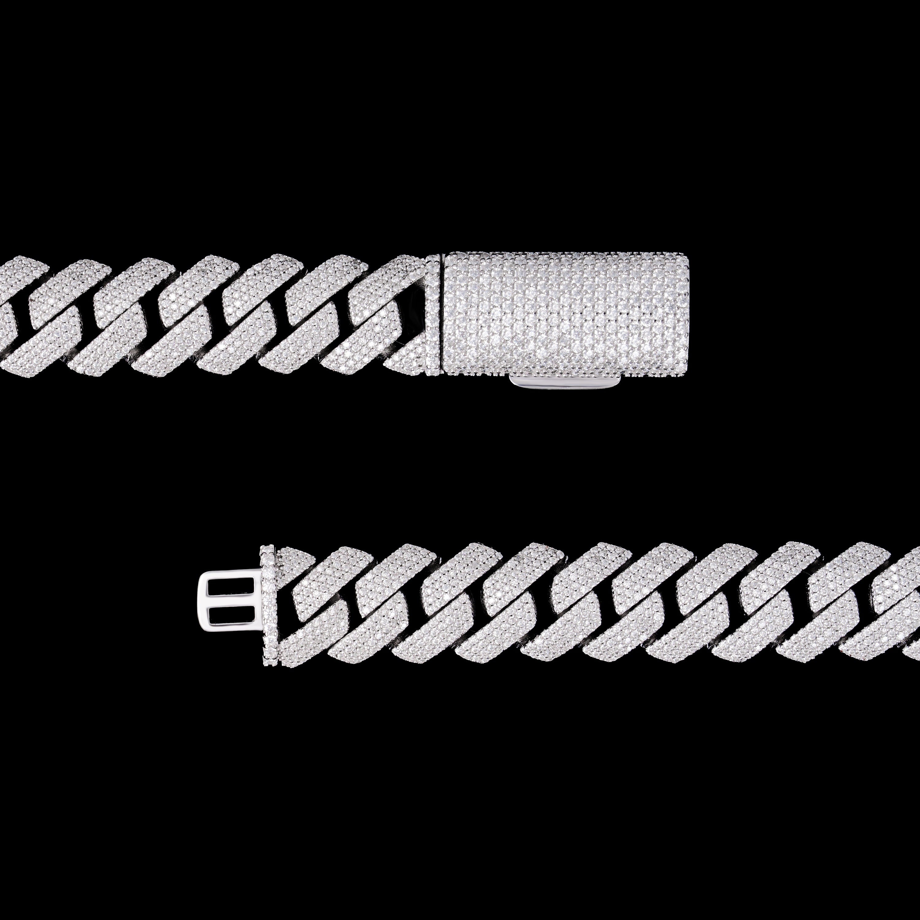 15MM 4 Row Moissanite Stone Cuban Chain Bracelet – product view