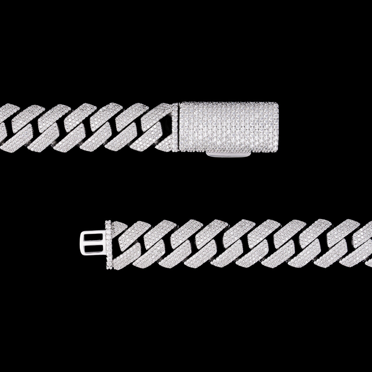 15MM 4 Row Moissanite Stone Cuban Chain Bracelet – product view