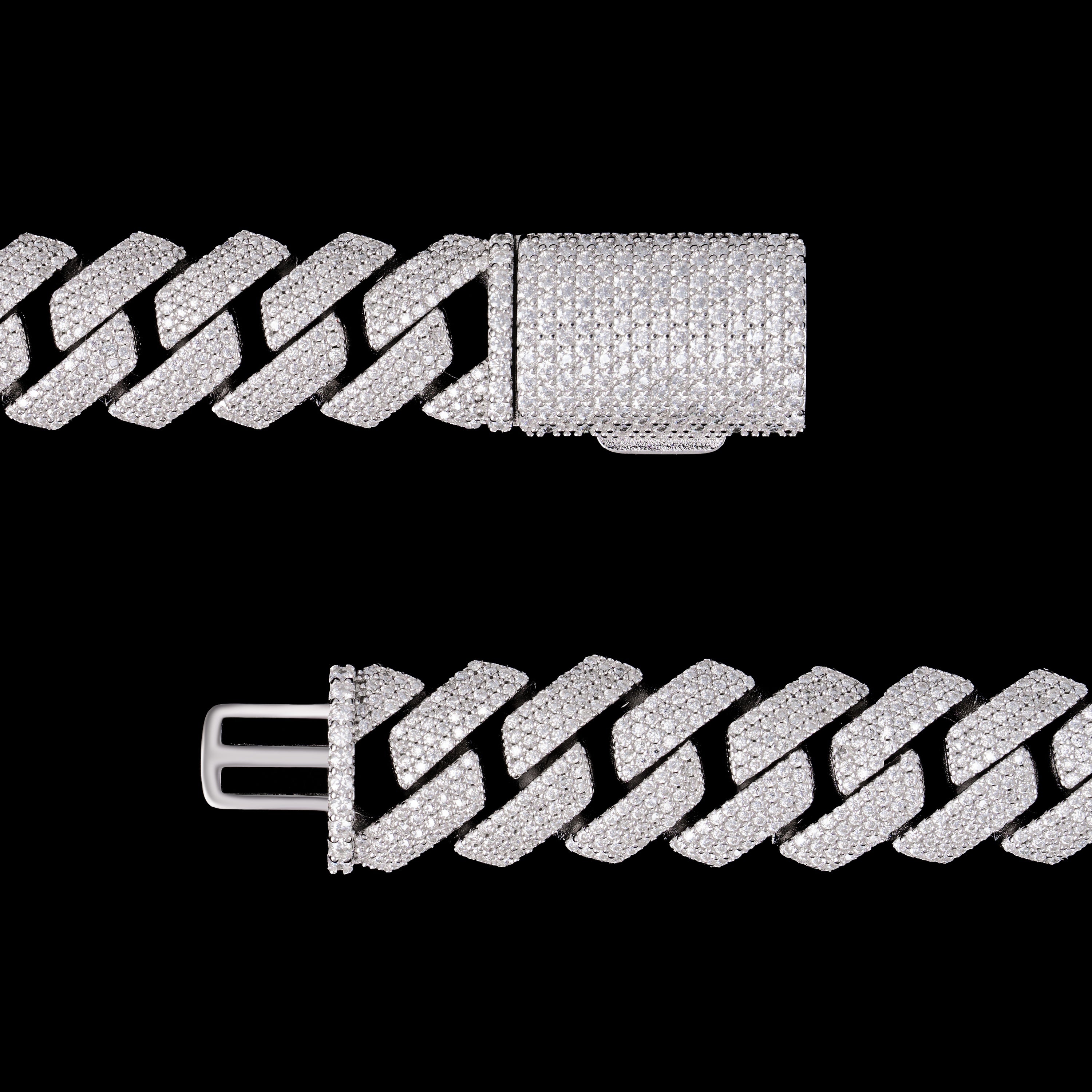15MM 4 Row Moissanite Stone Cuban Chain Bracelet – product view