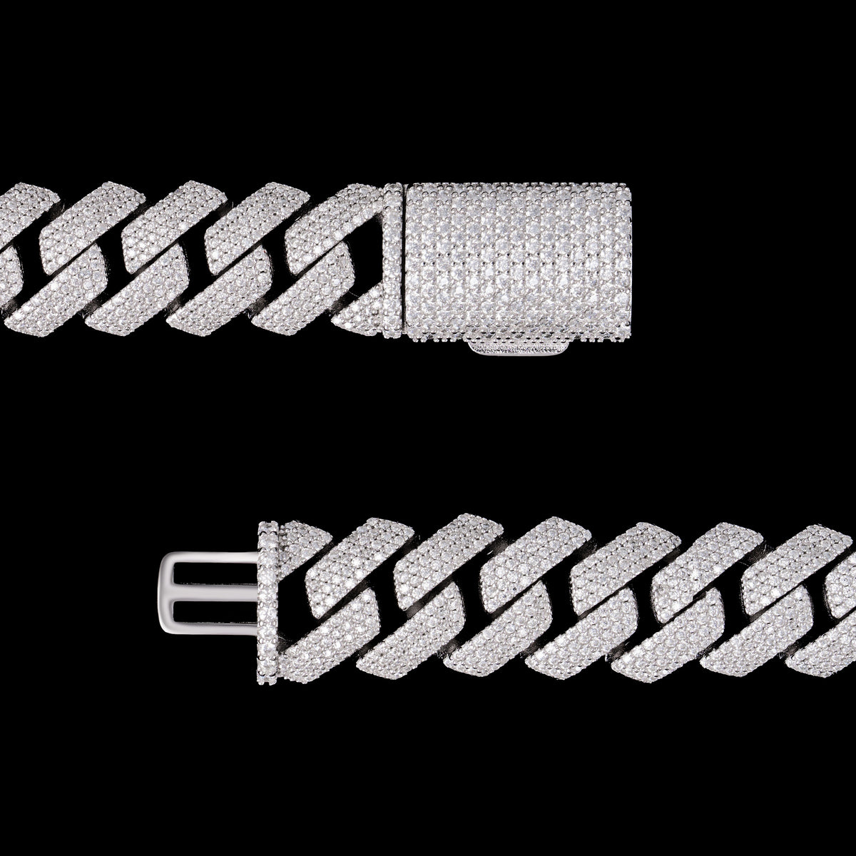 15MM 4 Row Moissanite Stone Cuban Chain Bracelet – product view