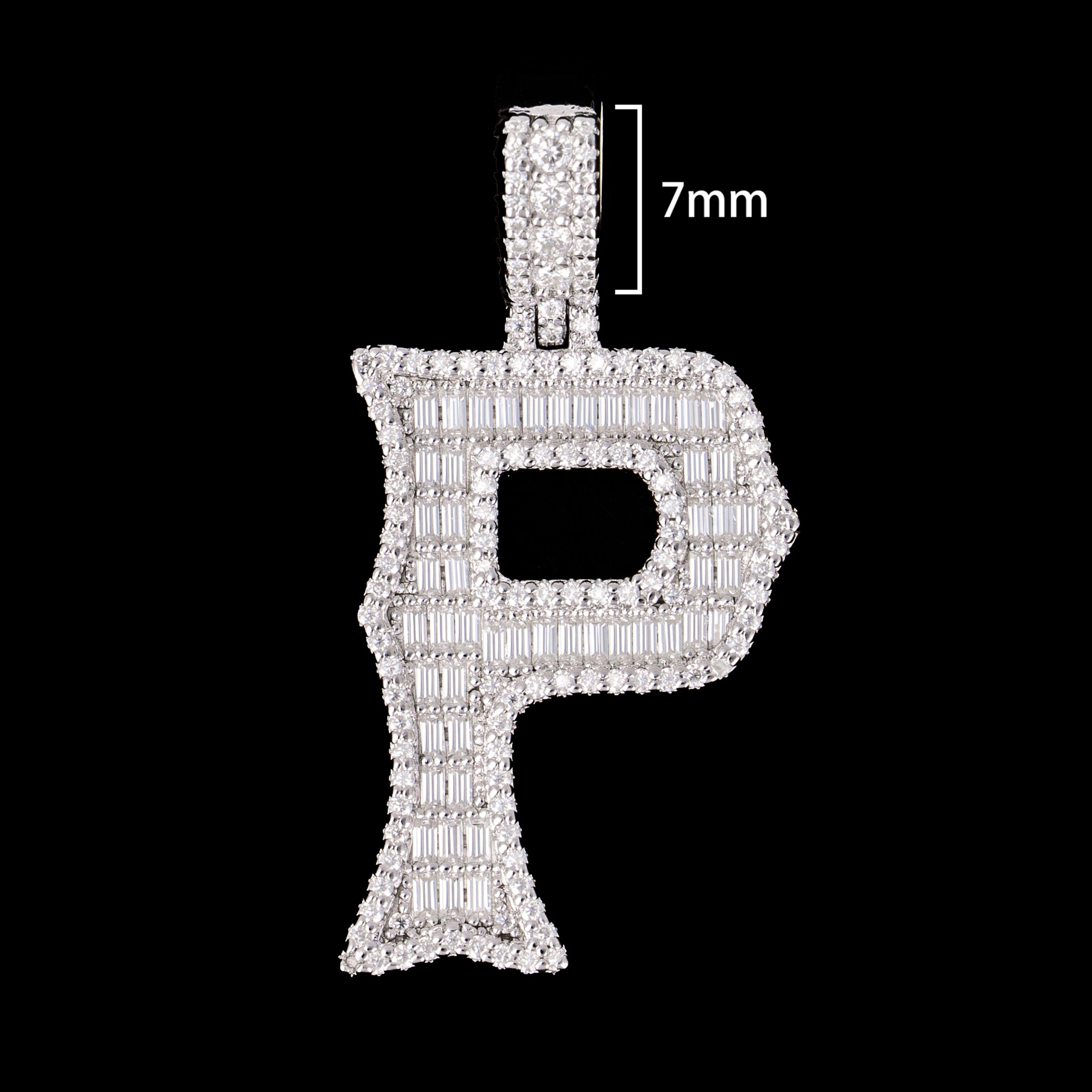 Baguette Letter Pendant – Iced Out VVS Moissanite Initial Pendant – alternate product view 12