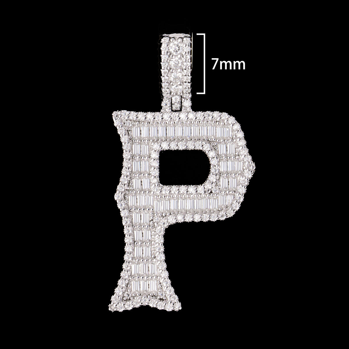 Baguette Letter Pendant – Iced Out VVS Moissanite Initial Pendant – alternate product view 12