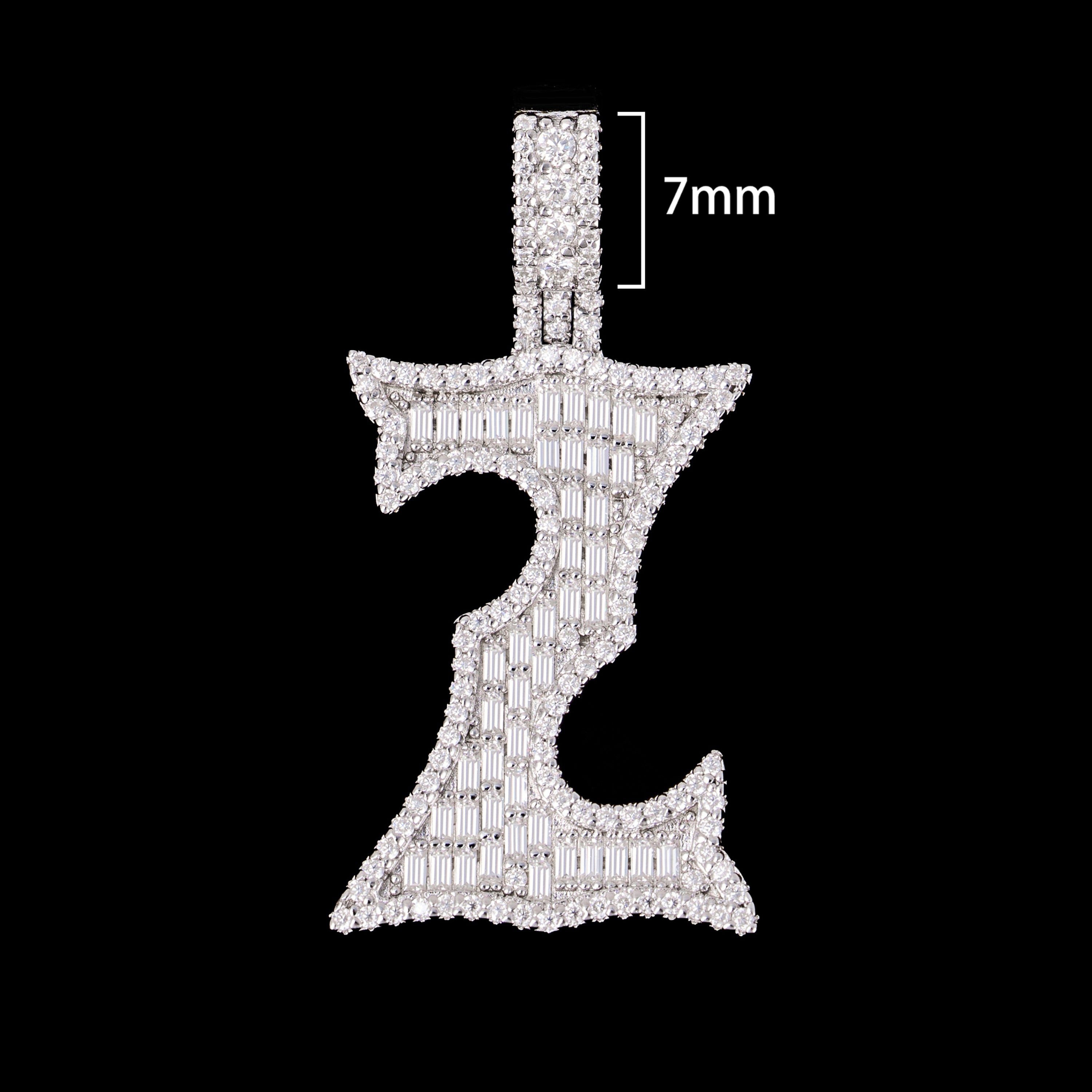 Baguette Letter Pendant – Iced Out VVS Moissanite Initial Pendant – alternate product view 20