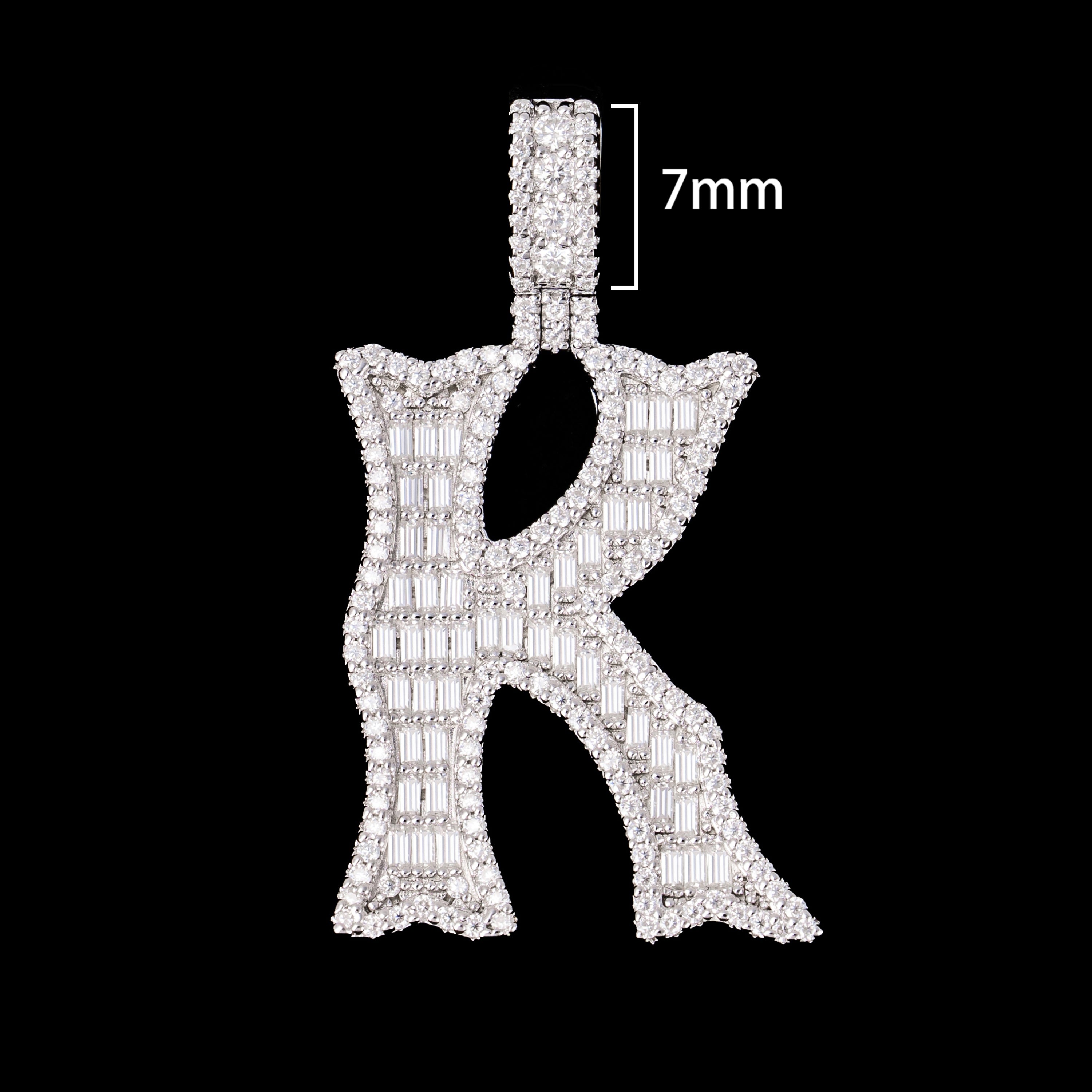 Baguette Letter Pendant – Iced Out VVS Moissanite Initial Pendant – alternate product view 14