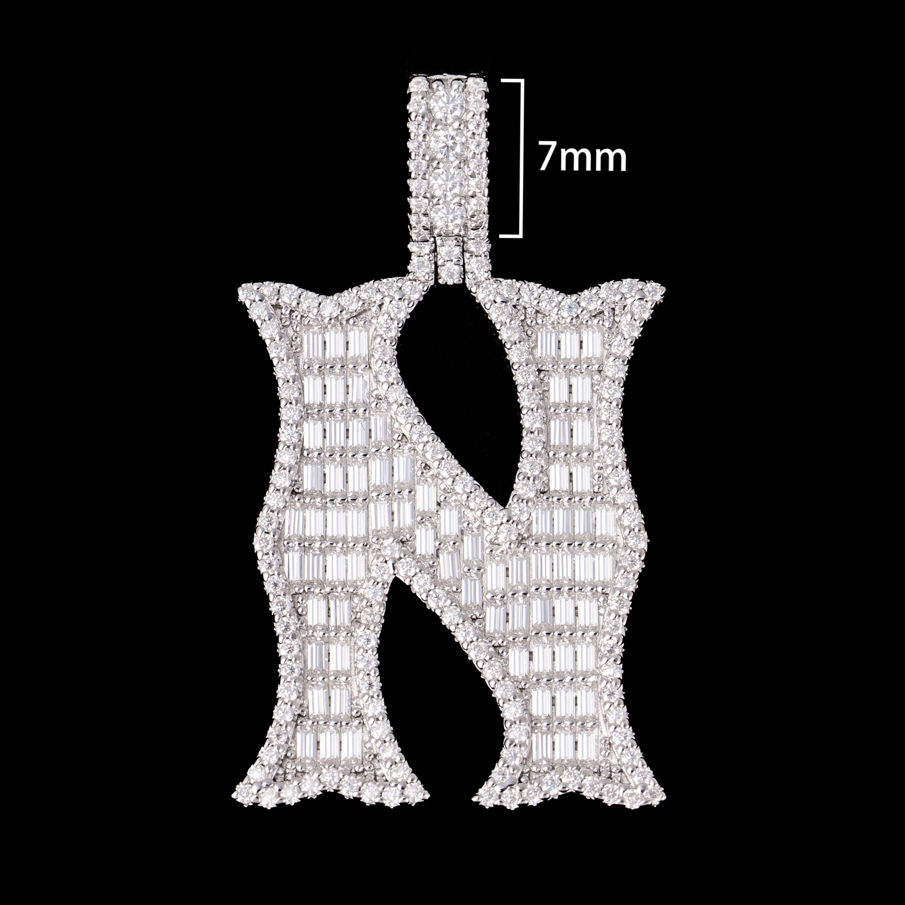 Baguette Letter Pendant – Iced Out VVS Moissanite Initial Pendant – alternate product view 17