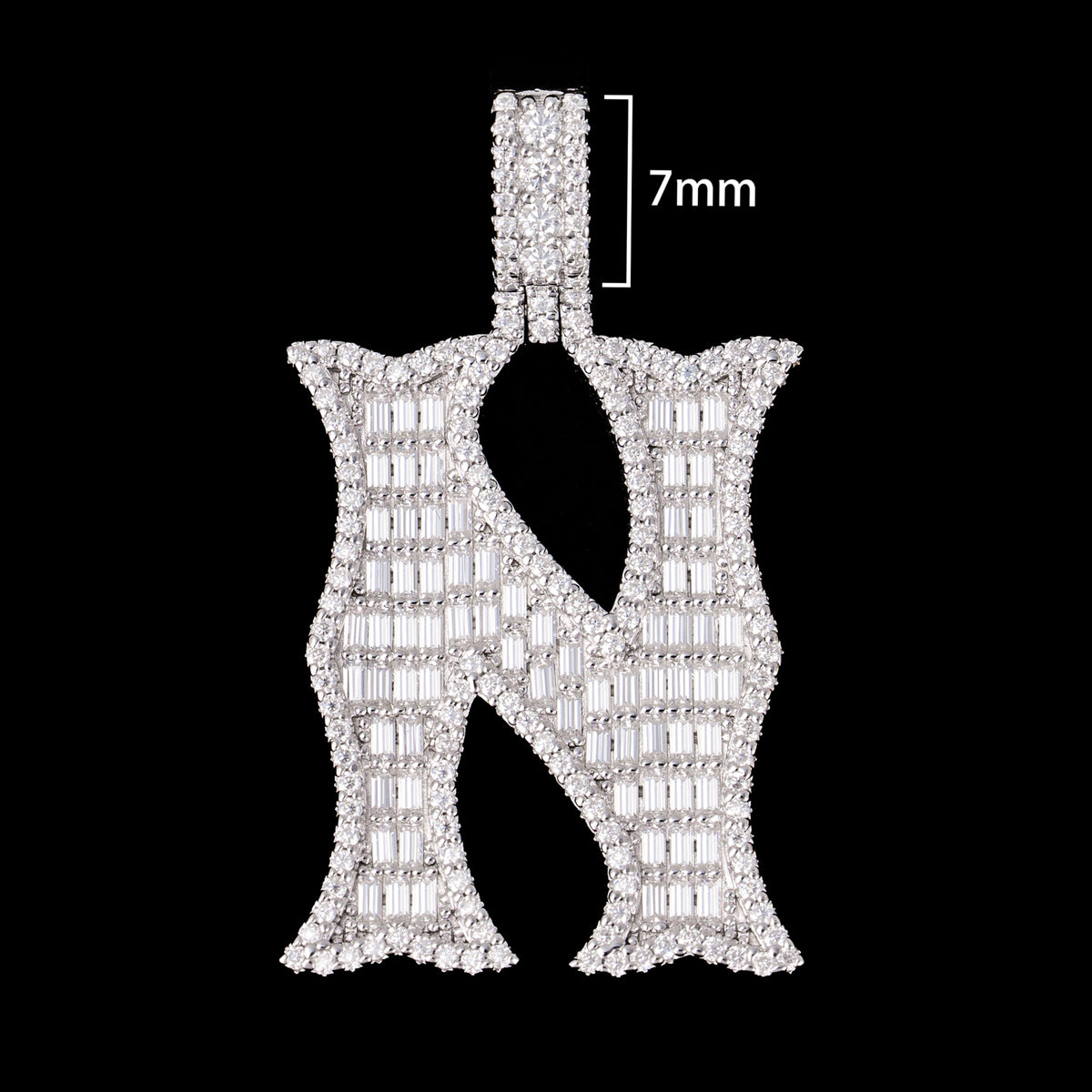 Baguette Letter Pendant – Iced Out VVS Moissanite Initial Pendant – alternate product view 17