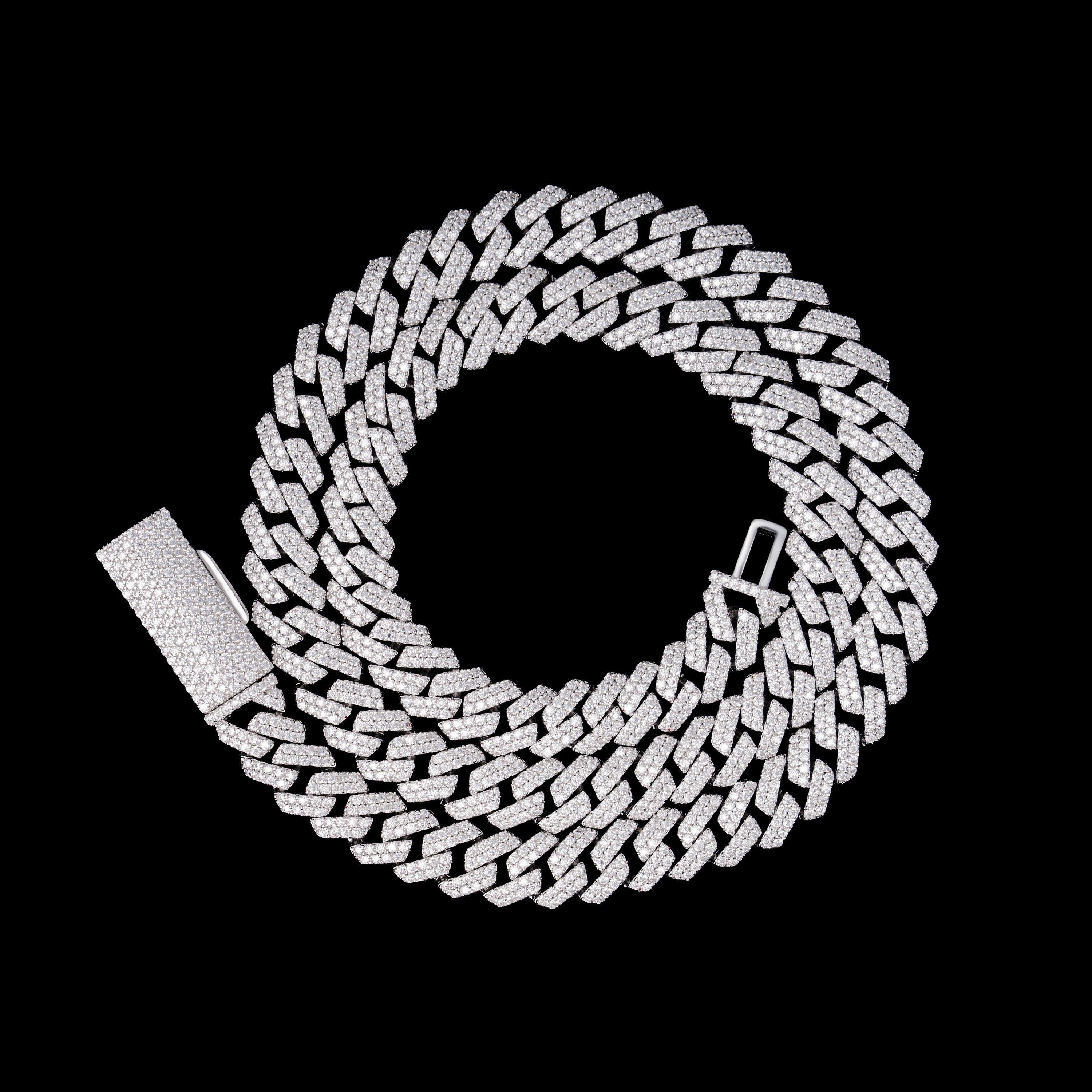 10MM 2 Row Iced Out Moissanite Cuban Chain Necklace & Bracelet – product view