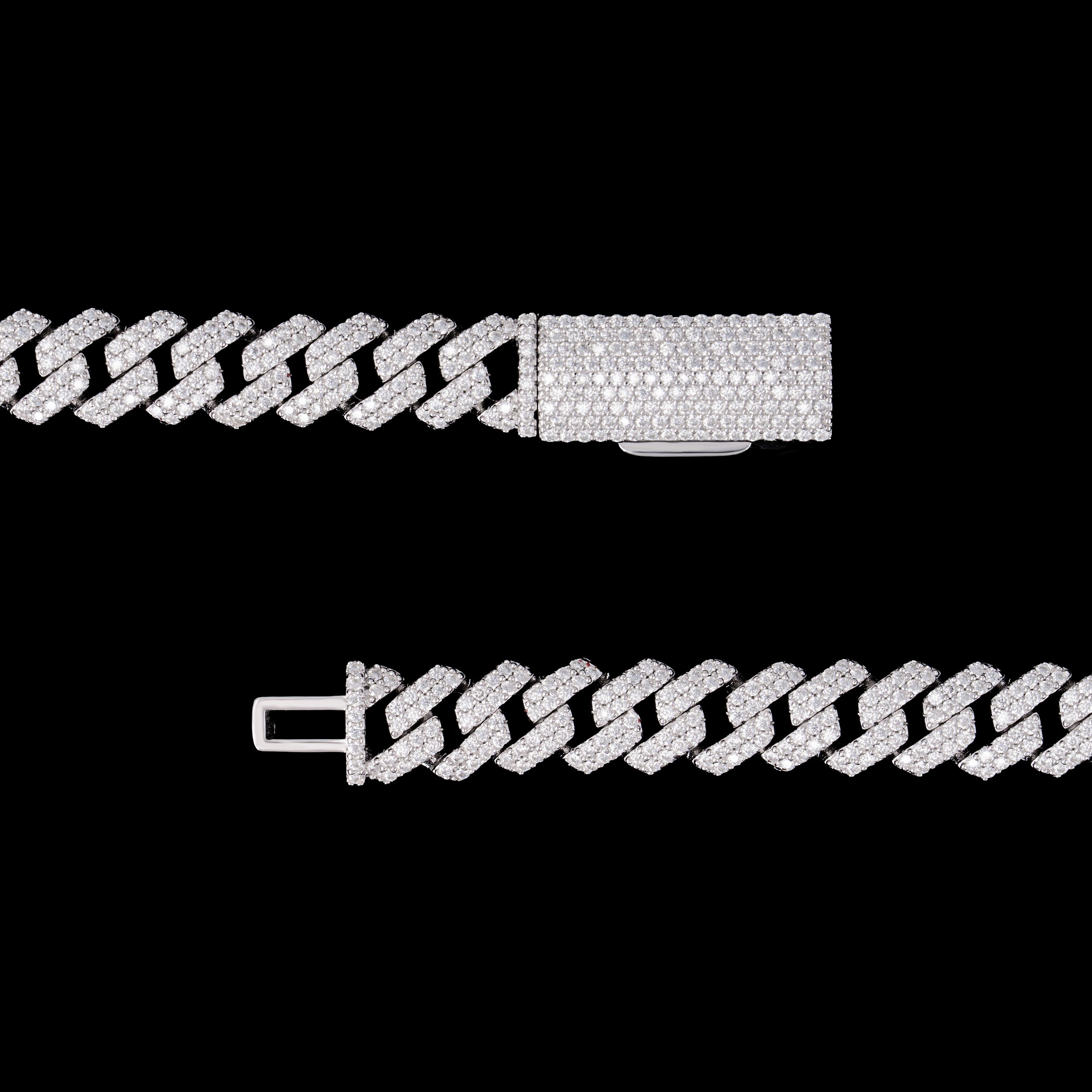 10MM 2 Row Iced Out Moissanite Cuban Chain Necklace & Bracelet – product view