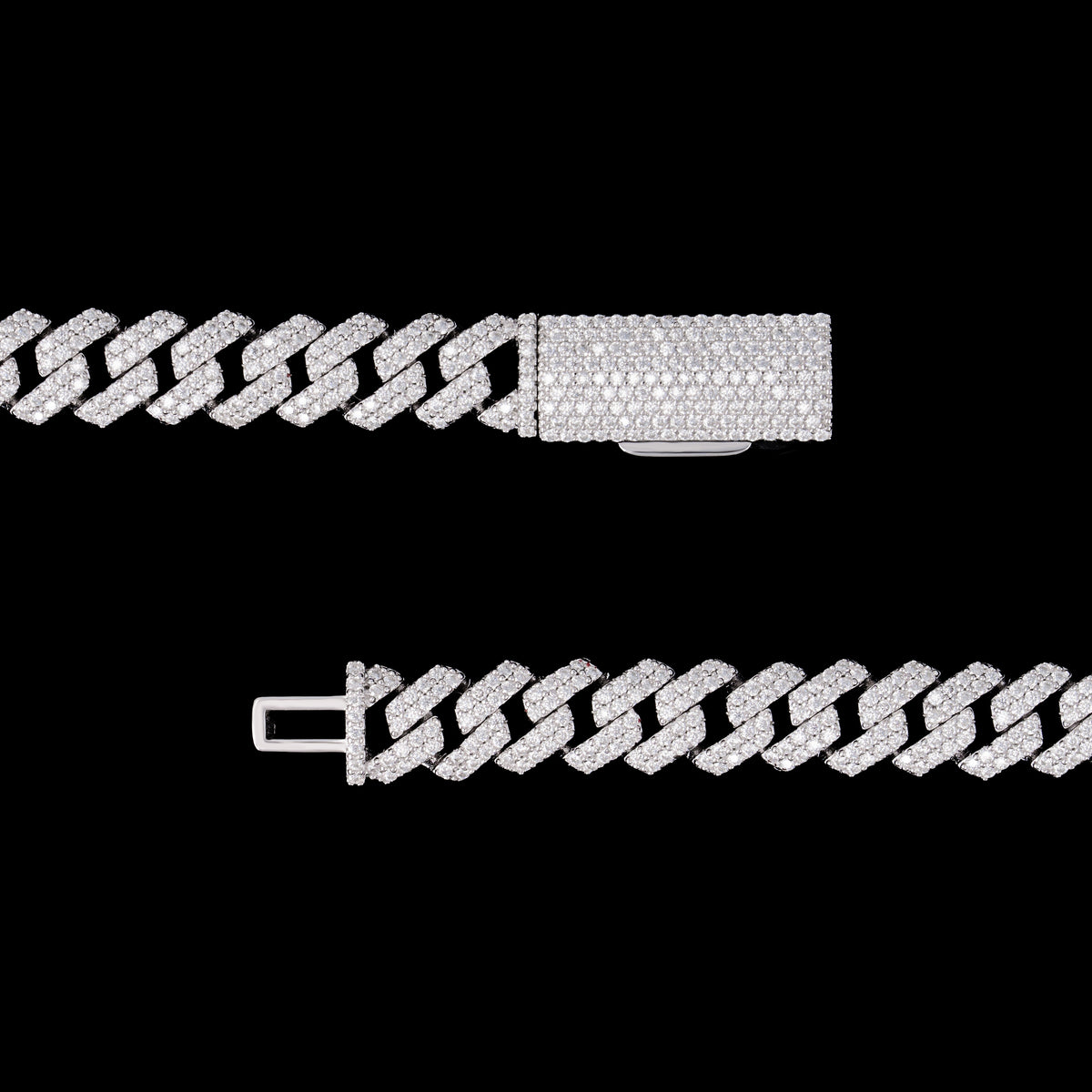 10MM 2 Row Iced Out Moissanite Cuban Chain Necklace & Bracelet – product view