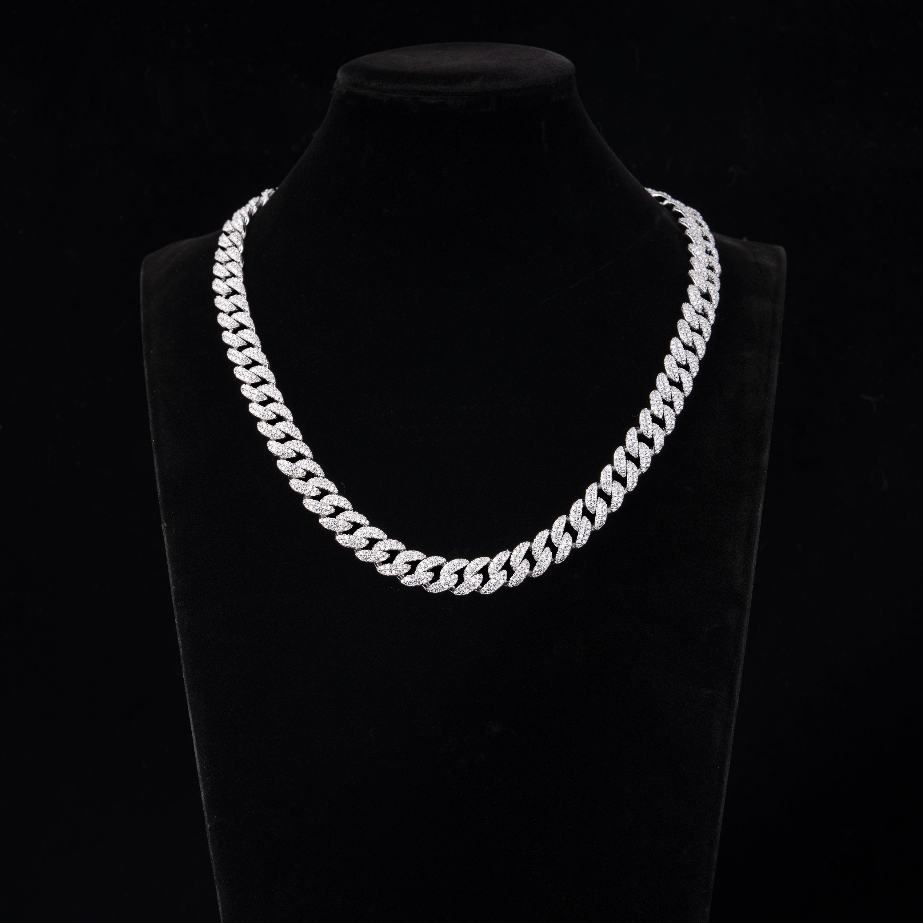 12MM 2 Row Moissanite Miami Cuban Link Chain & Bracelet – product view