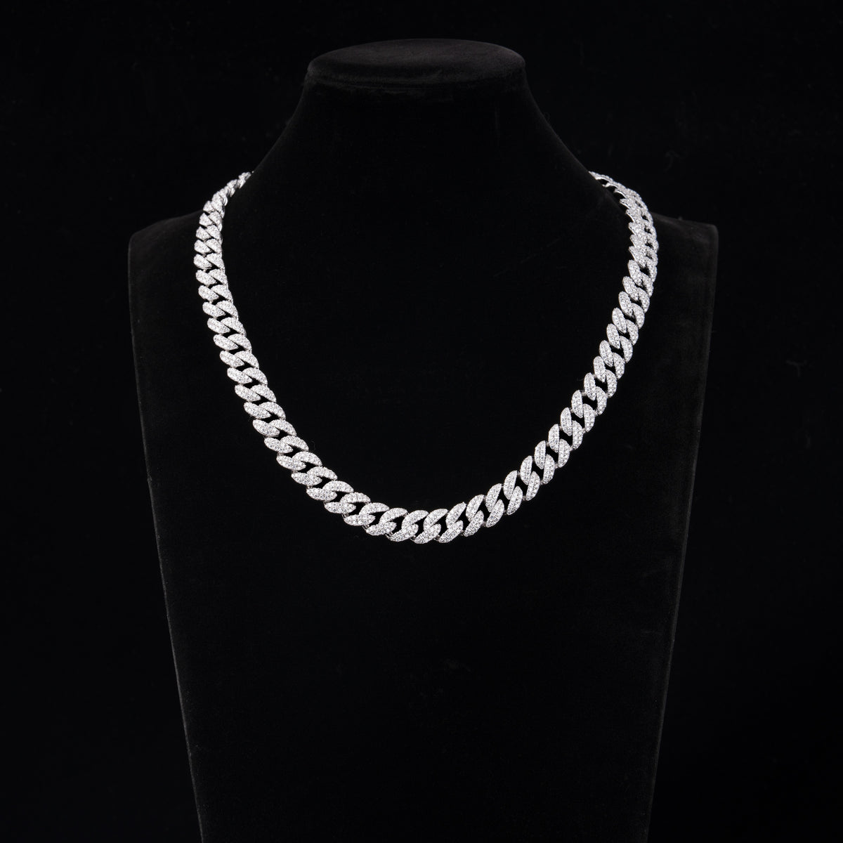 12MM 2 Row Moissanite Miami Cuban Link Chain & Bracelet – product view