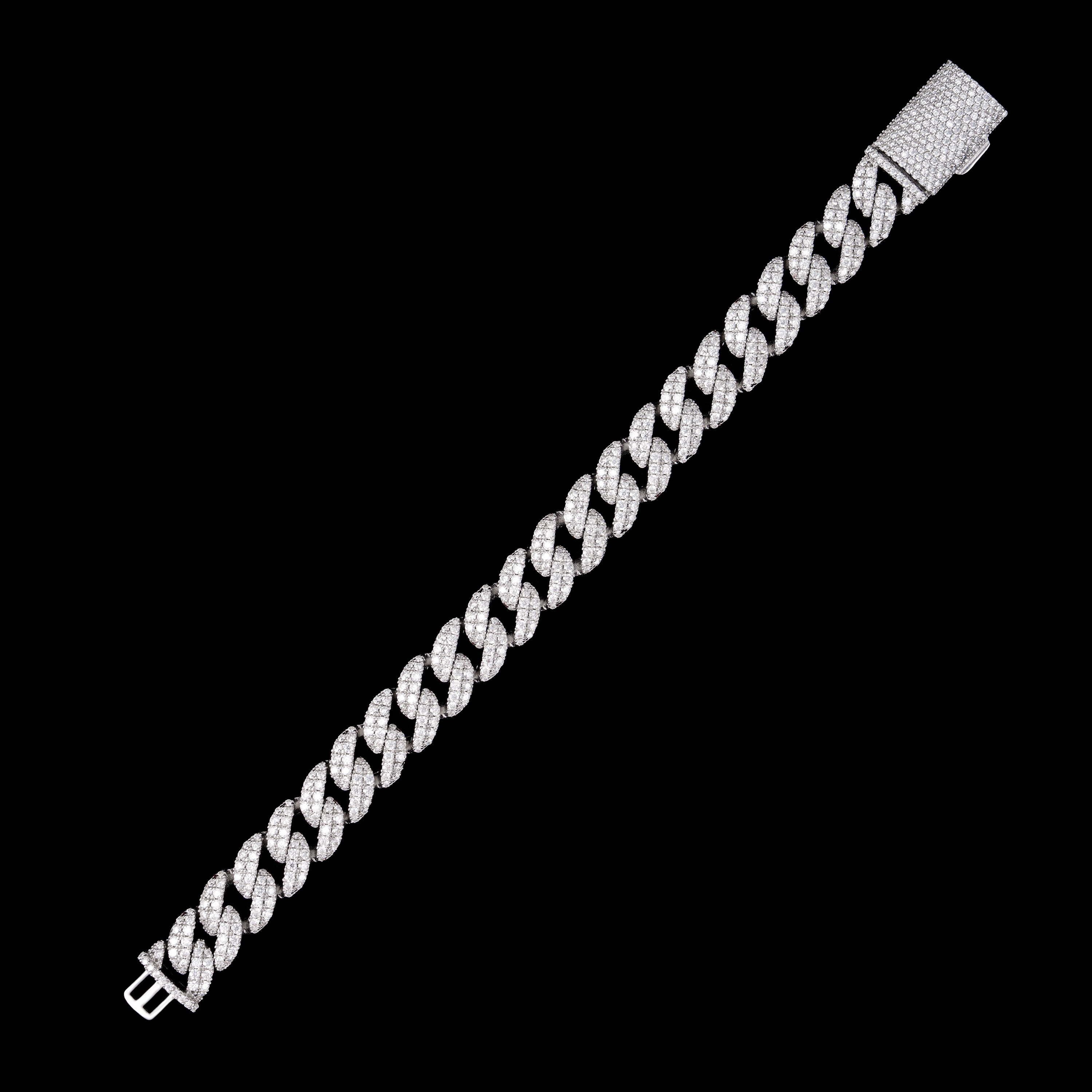 12MM 2 Row Moissanite Miami Cuban Link Chain & Bracelet – product view