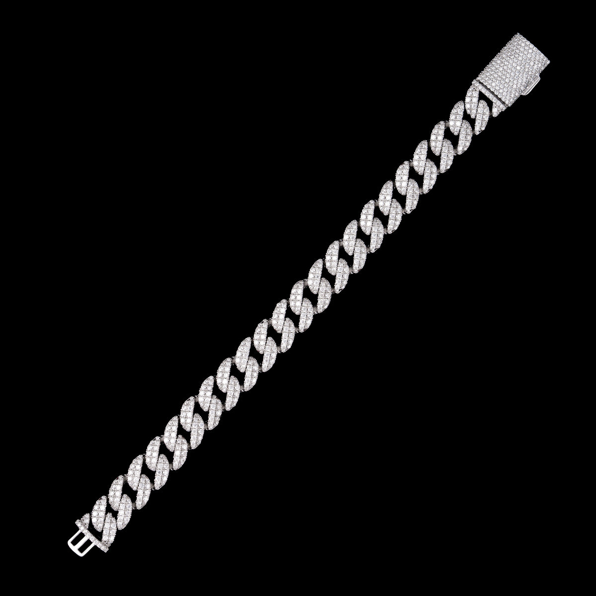 12MM 2 Row Moissanite Miami Cuban Link Chain & Bracelet – product view