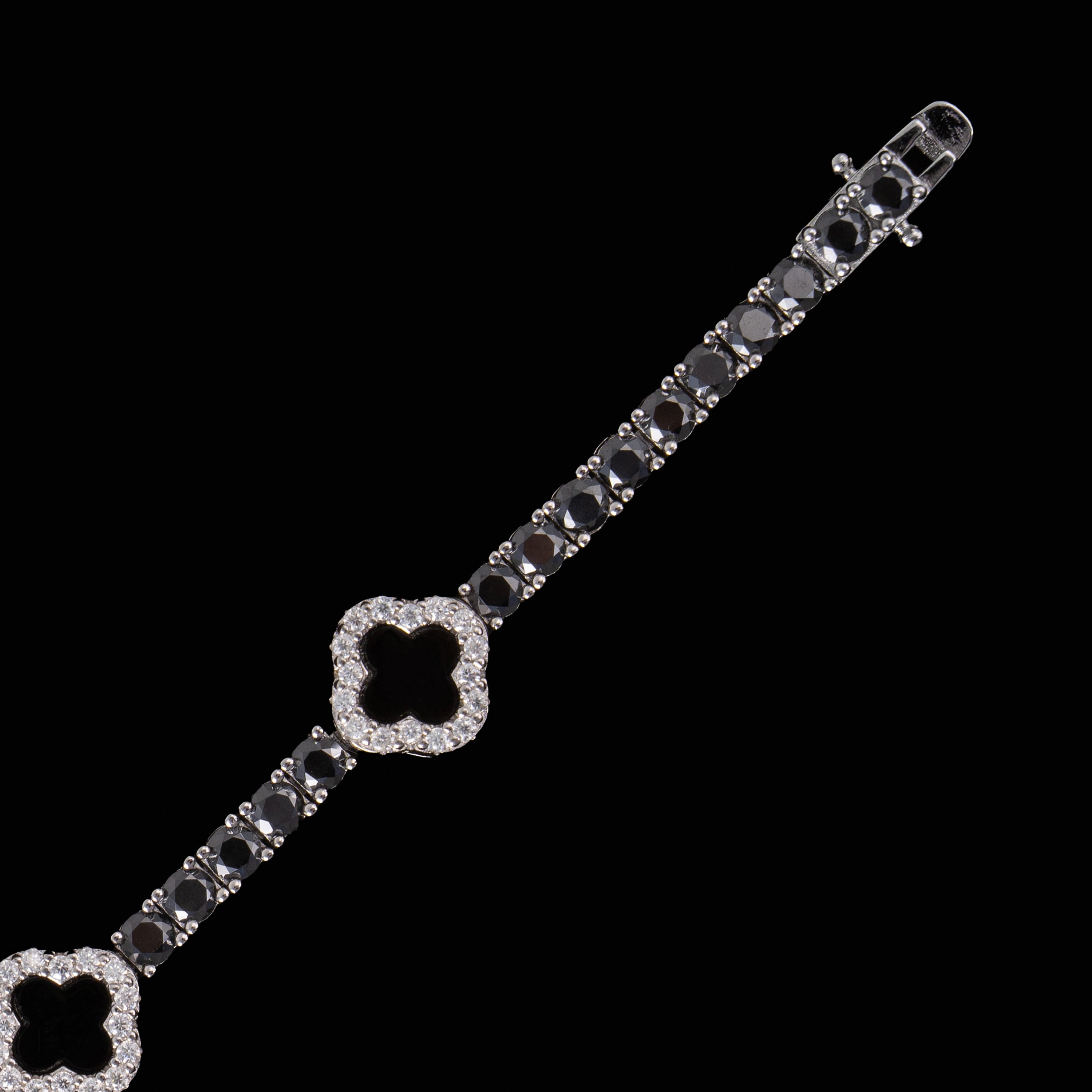 3MM Black Onyx Tennis Bracelet – Black & White Moissanite Iced Out Bracelet – alternate product view 4