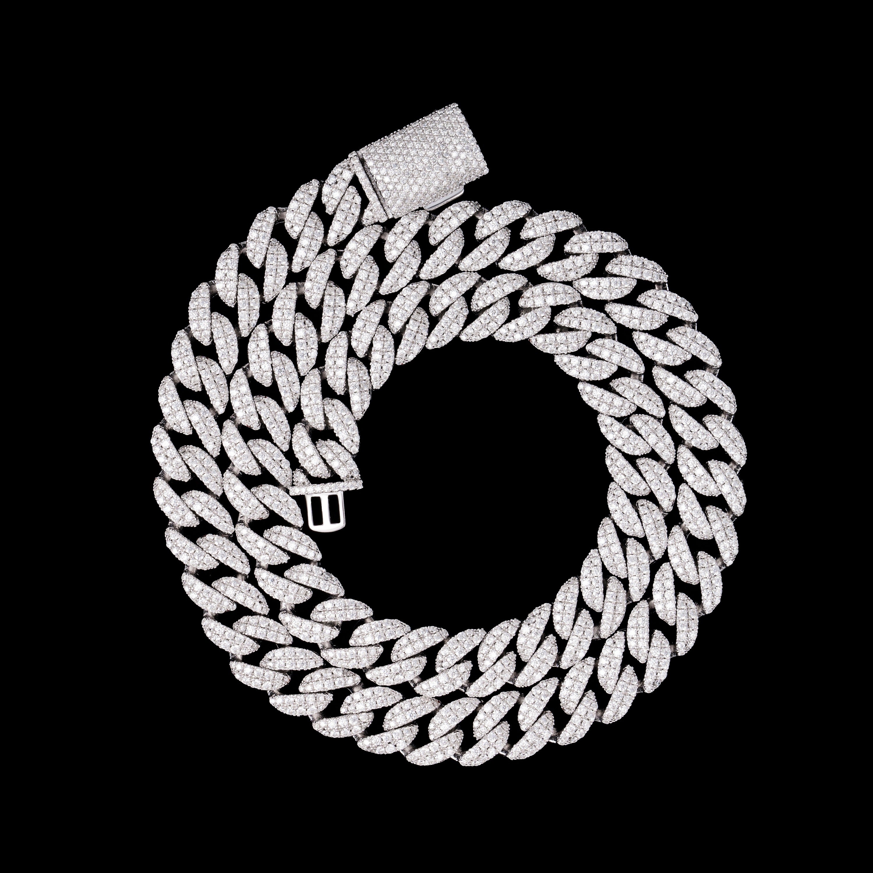 12MM 2 Row Moissanite Miami Cuban Link Chain & Bracelet – product view