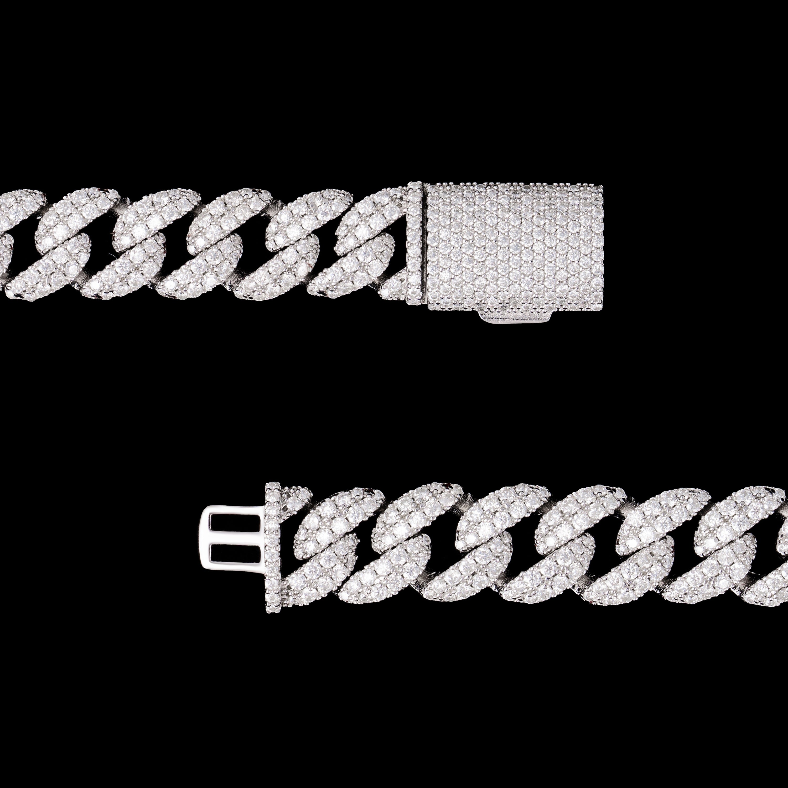 12MM 2 Row Moissanite Miami Cuban Link Chain & Bracelet – product view