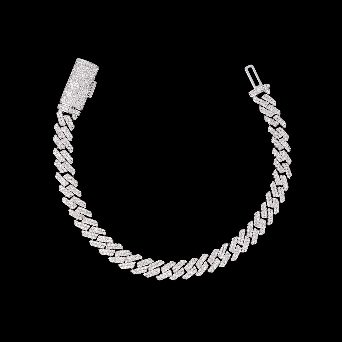 8MM 2 Row Stone Cuban Chain Moissanite Necklace & Bracelet – alternate product view 2