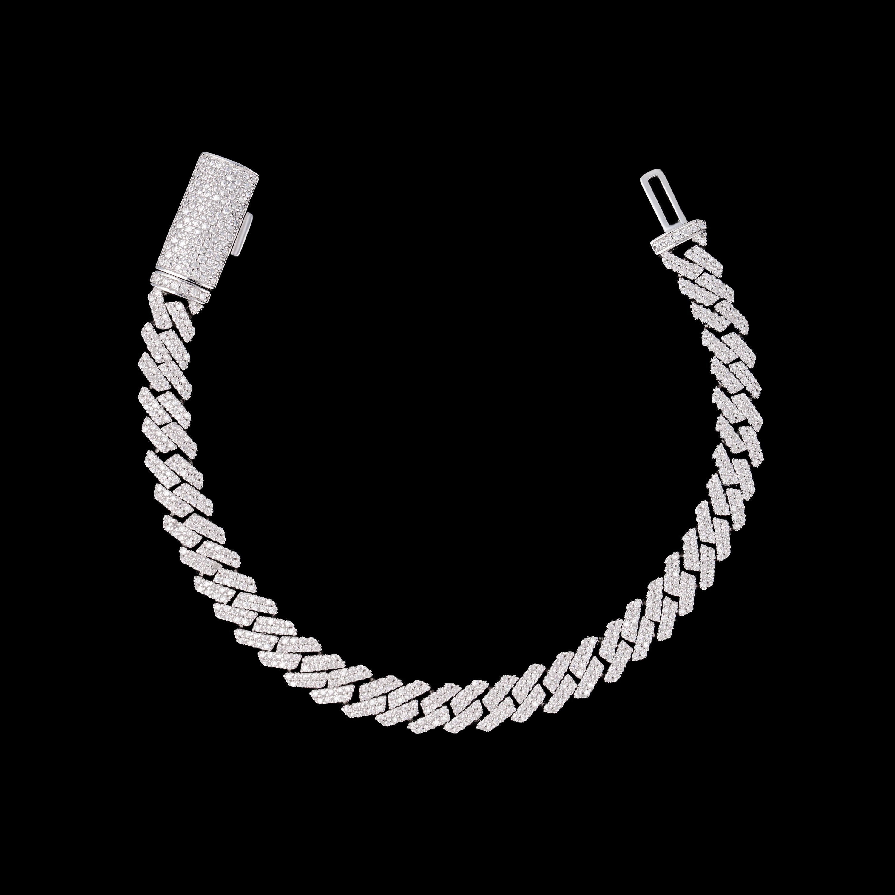 8MM 2 Row Stone Cuban Chain Moissanite Necklace Bracelet