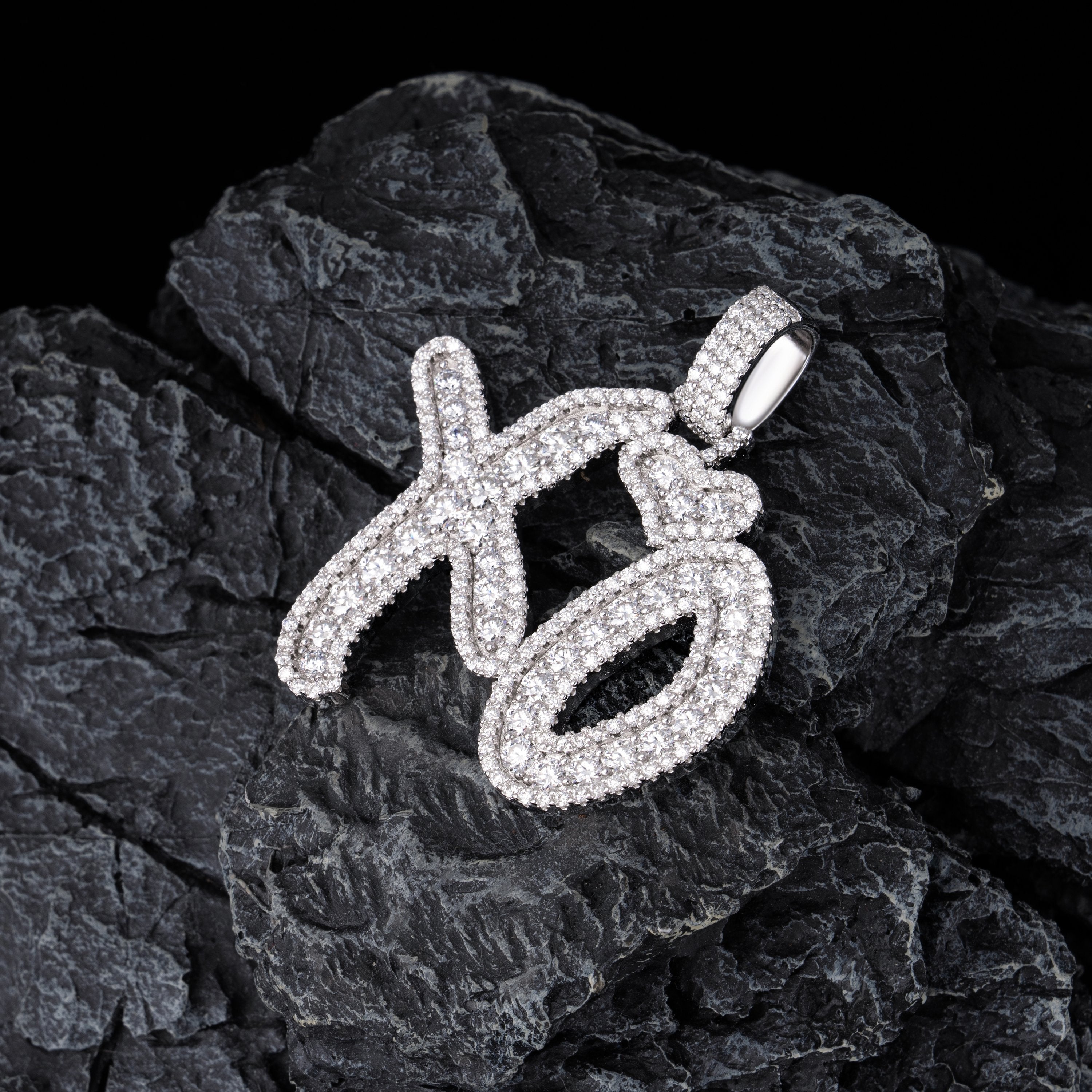 Moissanite XO Heart Shape Letter Pendant – alternate product view 5