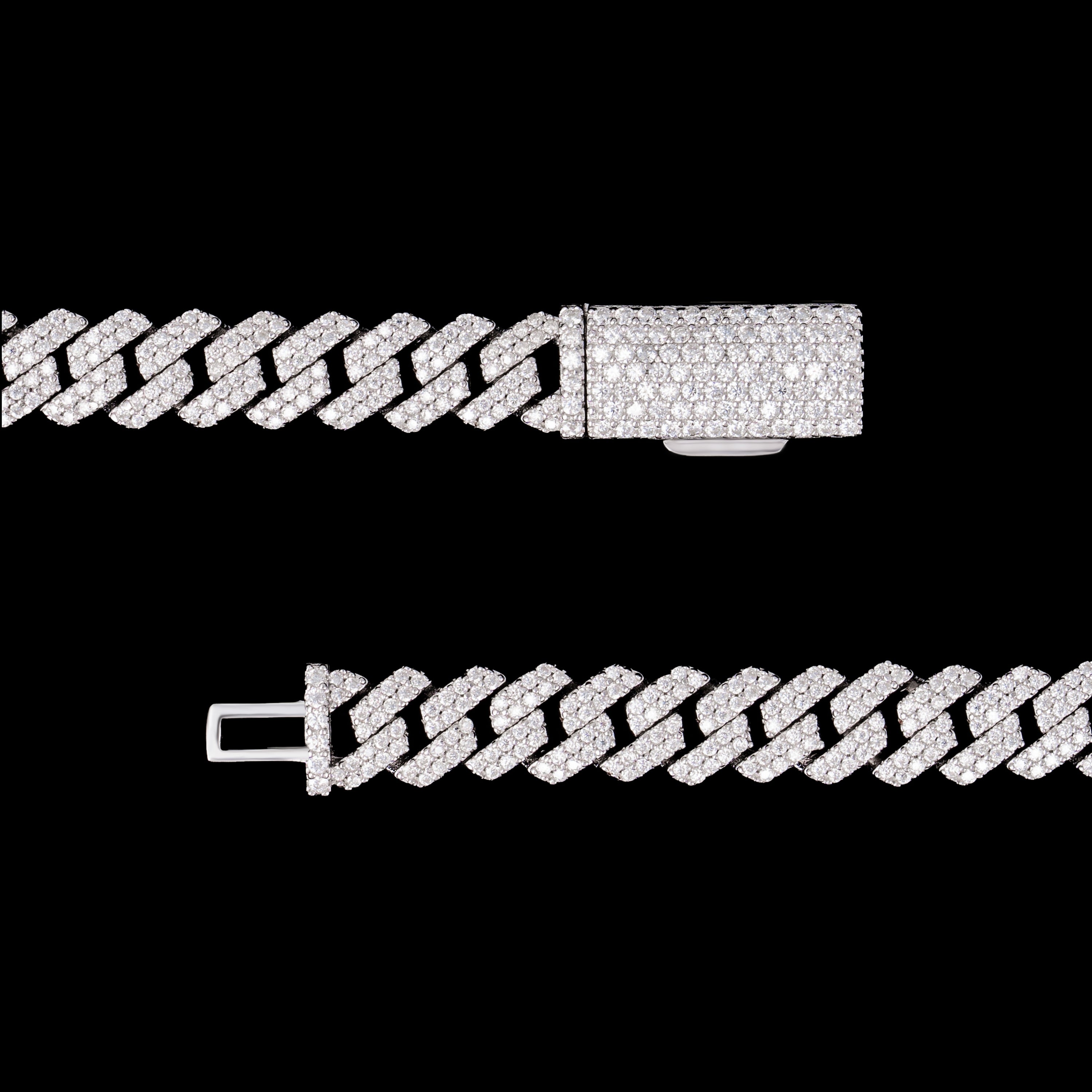 8MM 2 Row Stone Cuban Chain Moissanite Necklace & Bracelet by Sommarnox