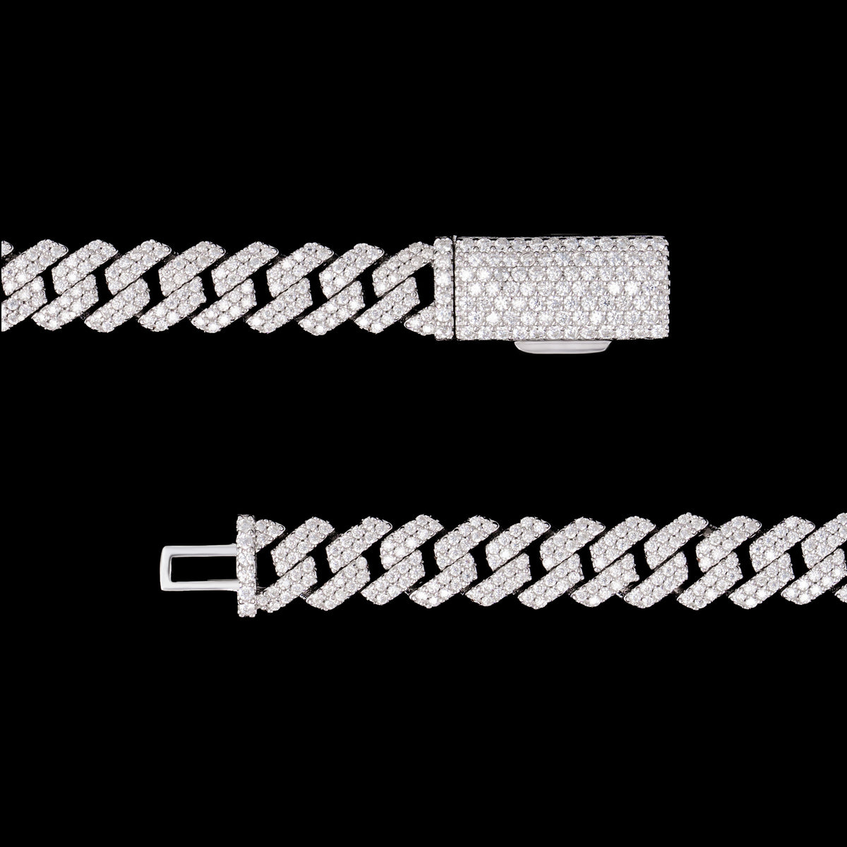 8MM 2 Row Stone Cuban Chain Moissanite Necklace & Bracelet by Sommarnox