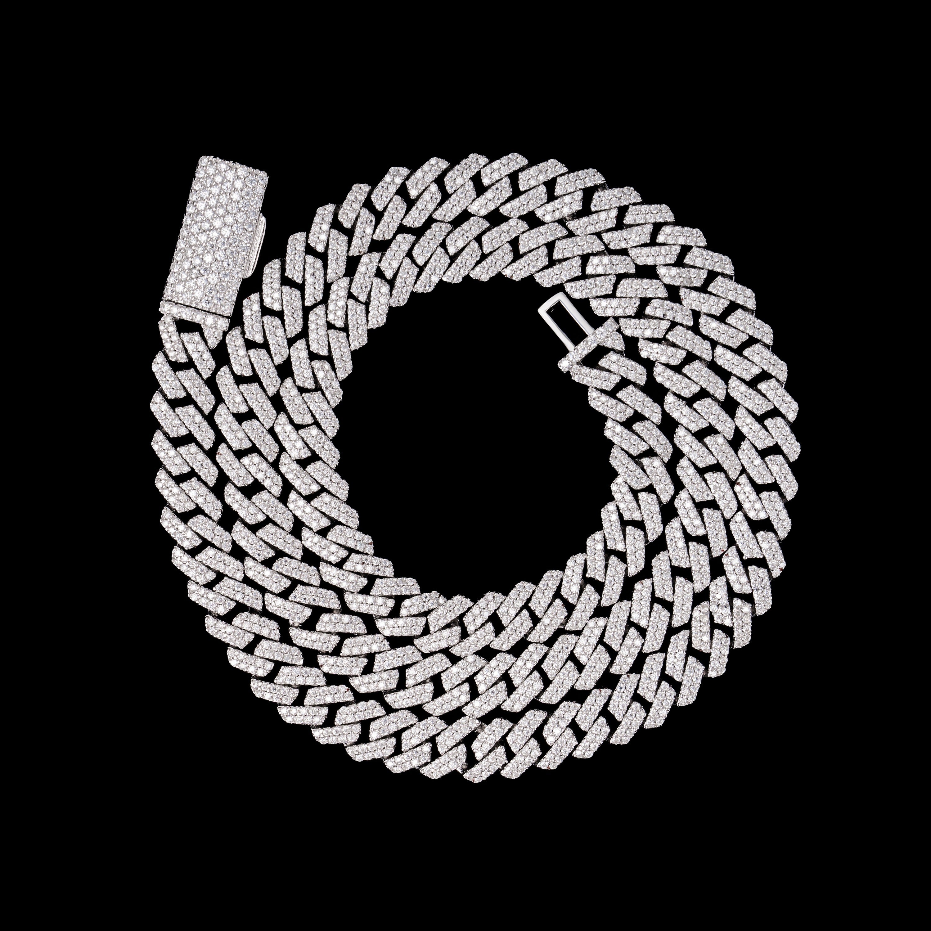 8MM 2 Row Stone Cuban Chain Moissanite Necklace & Bracelet – alternate product view 3