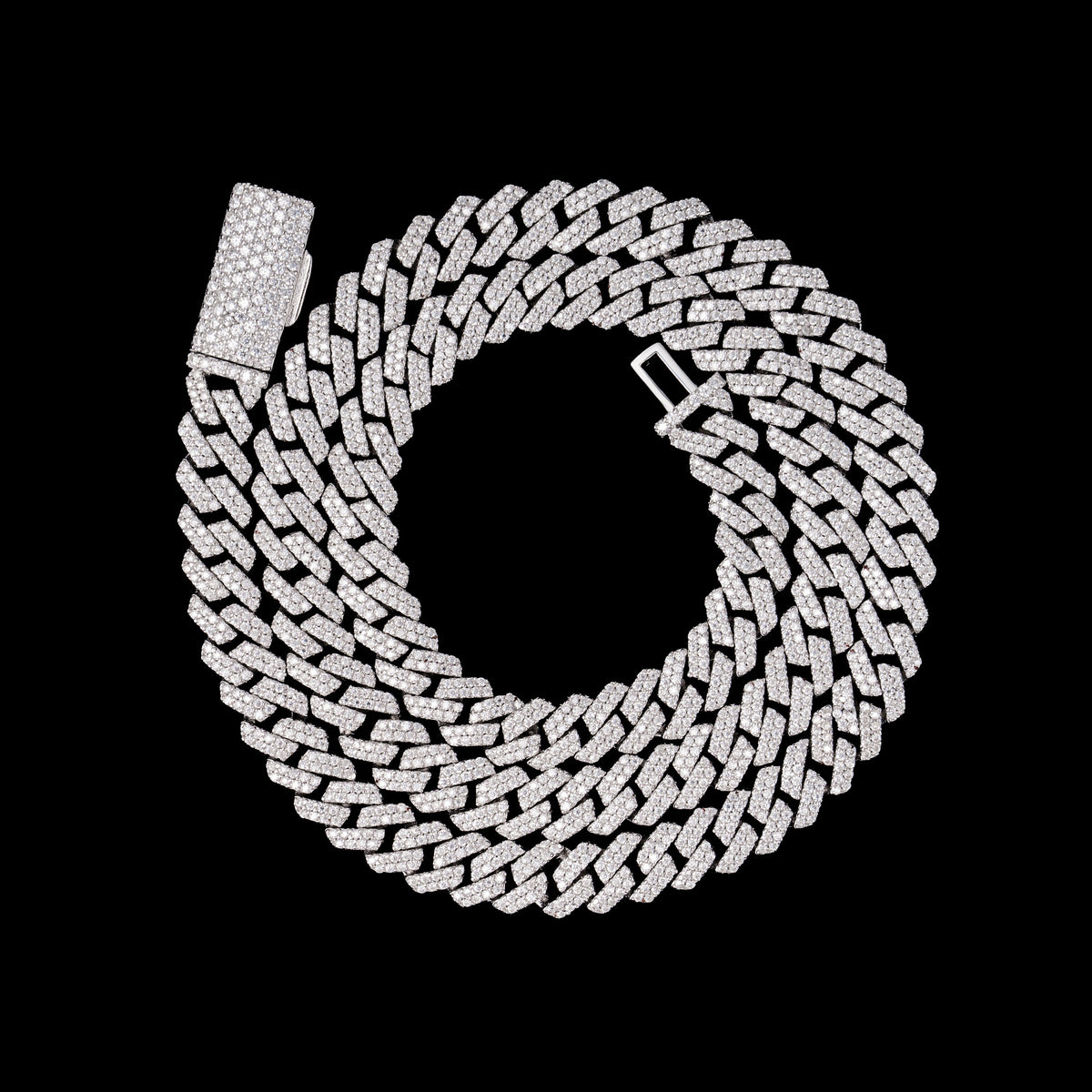 8MM 2 Row Stone Cuban Chain Moissanite Necklace & Bracelet – alternate product view 3