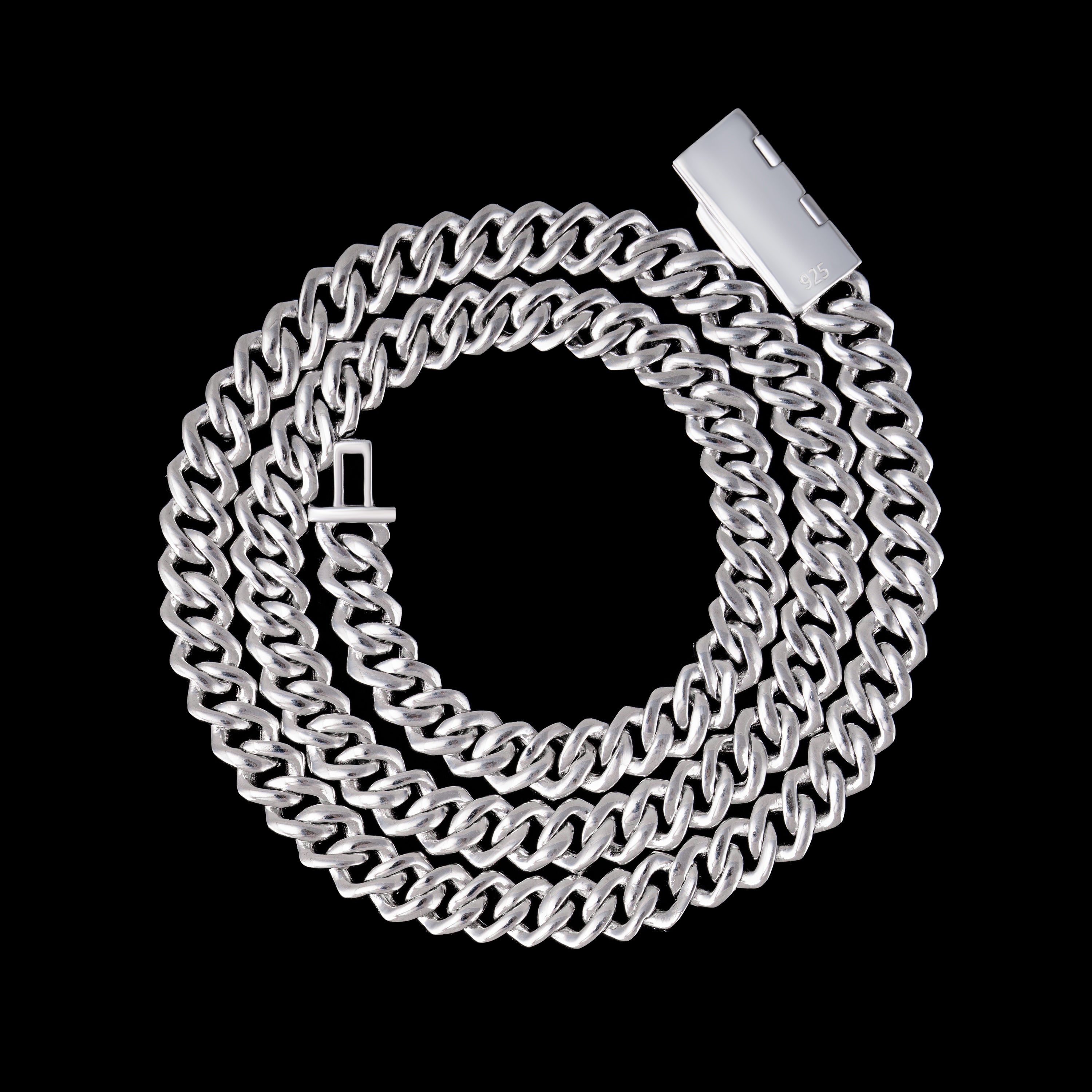 8MM 2 Row Stone Cuban Chain Moissanite Necklace & Bracelet – alternate product view 4