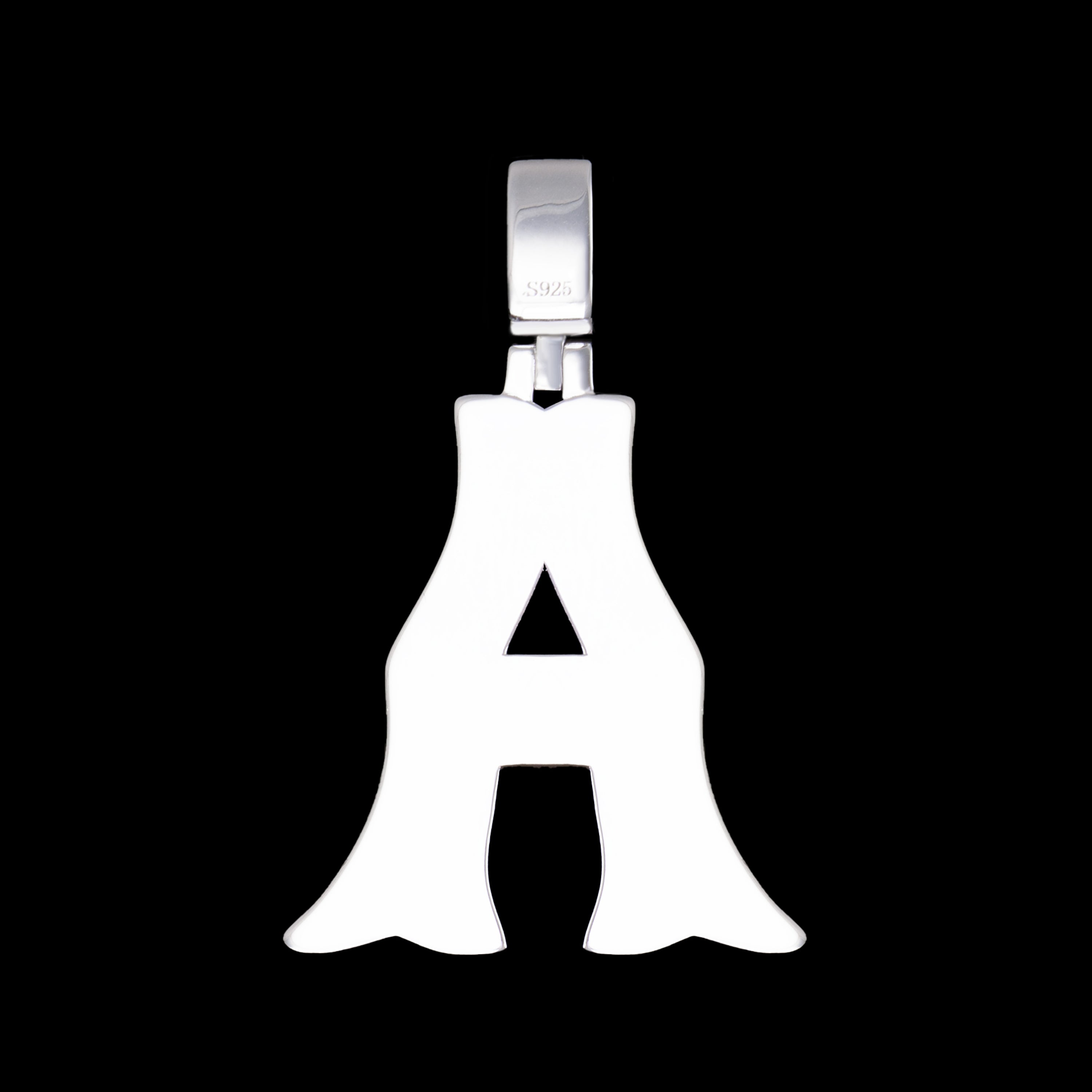 Baguette Letter Pendant – Iced Out VVS Moissanite Initial Pendant – alternate product view 9