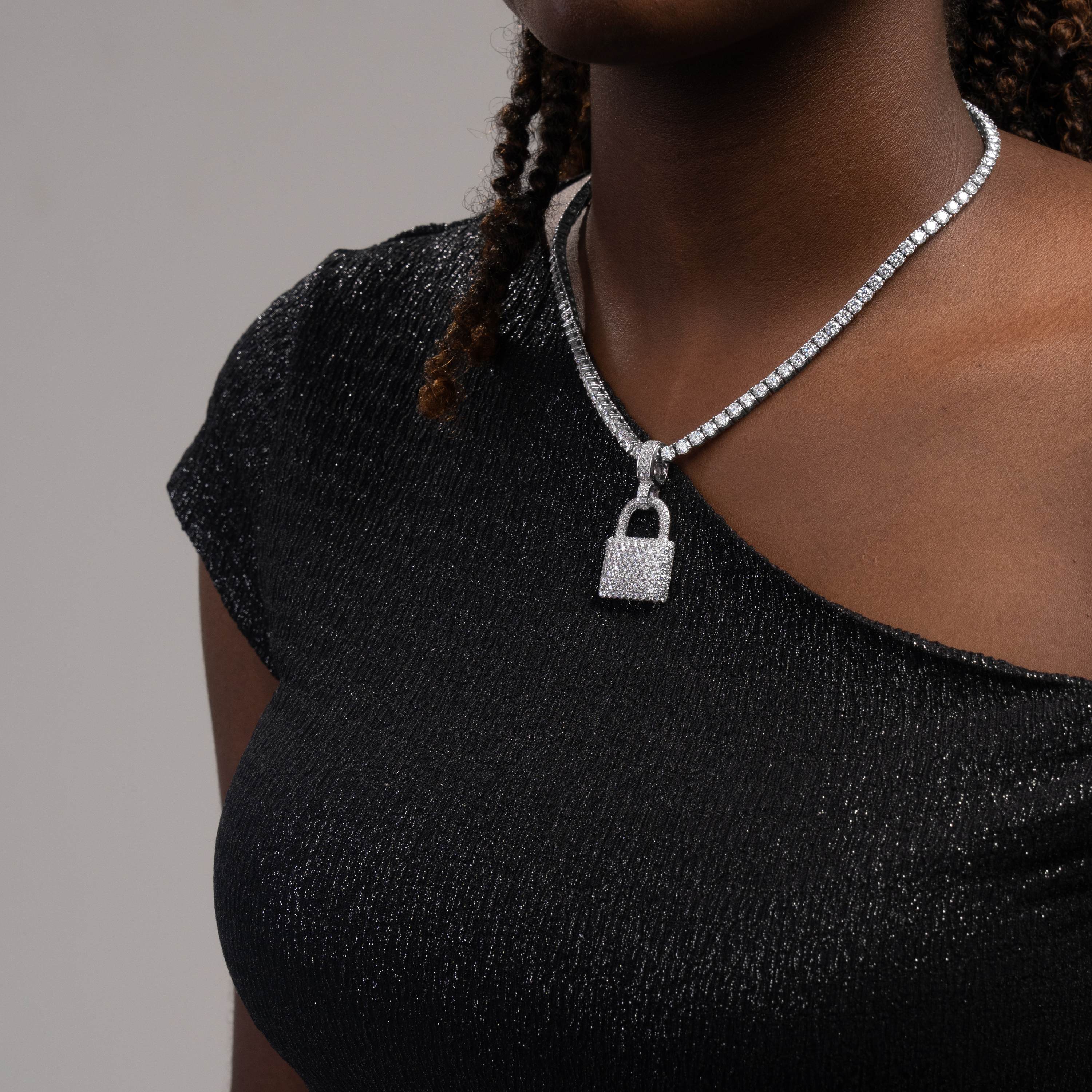 Iced Out Moissanite Lock Pendant by Sommarnox