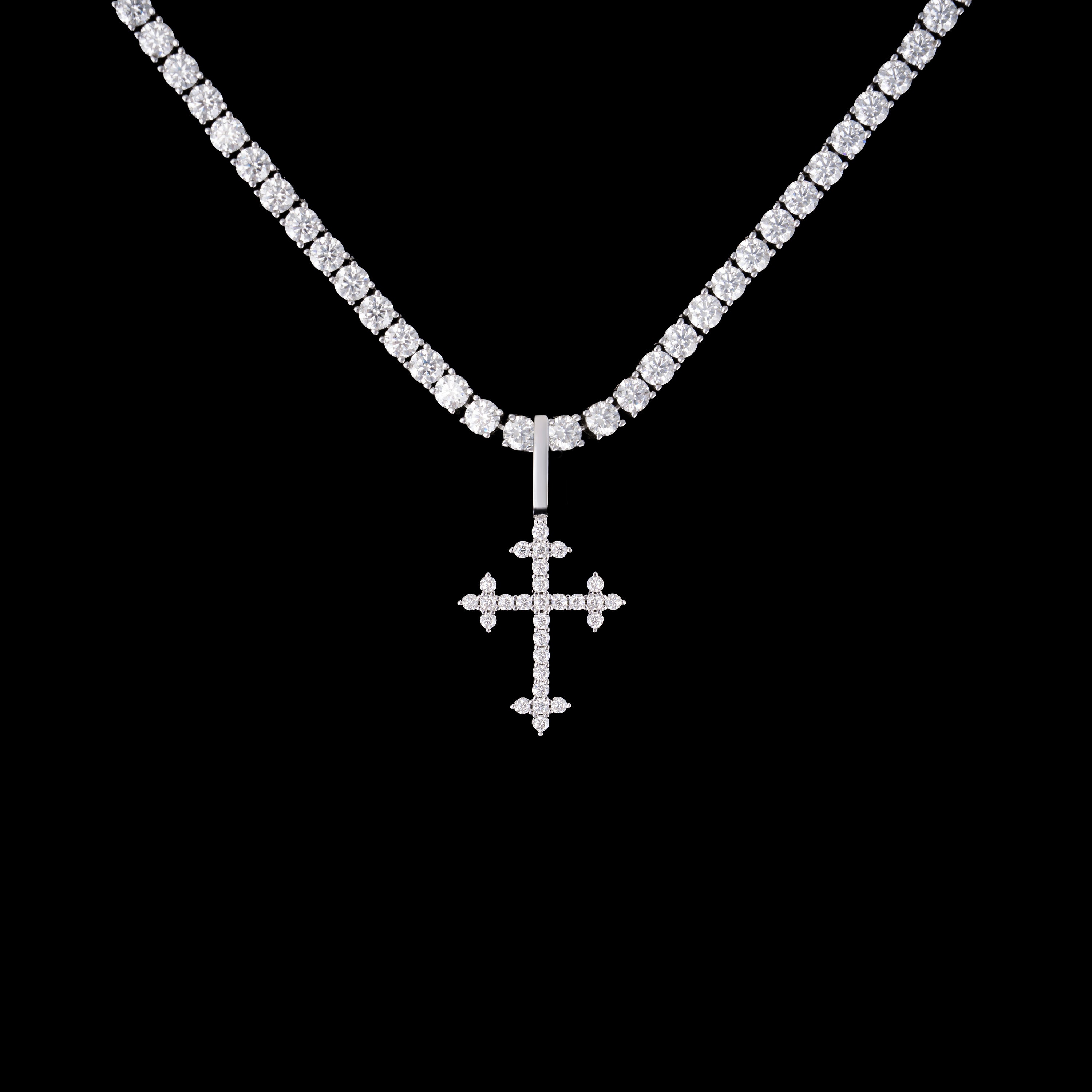Moissanite Round Cross Pendant – alternate product view 2