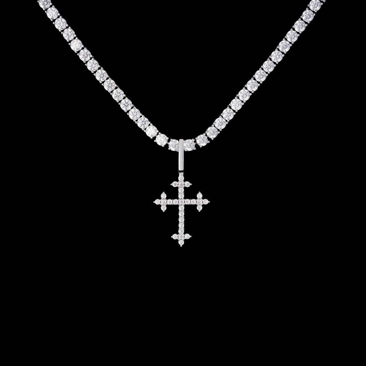 Moissanite Round Cross Pendant – alternate product view 2